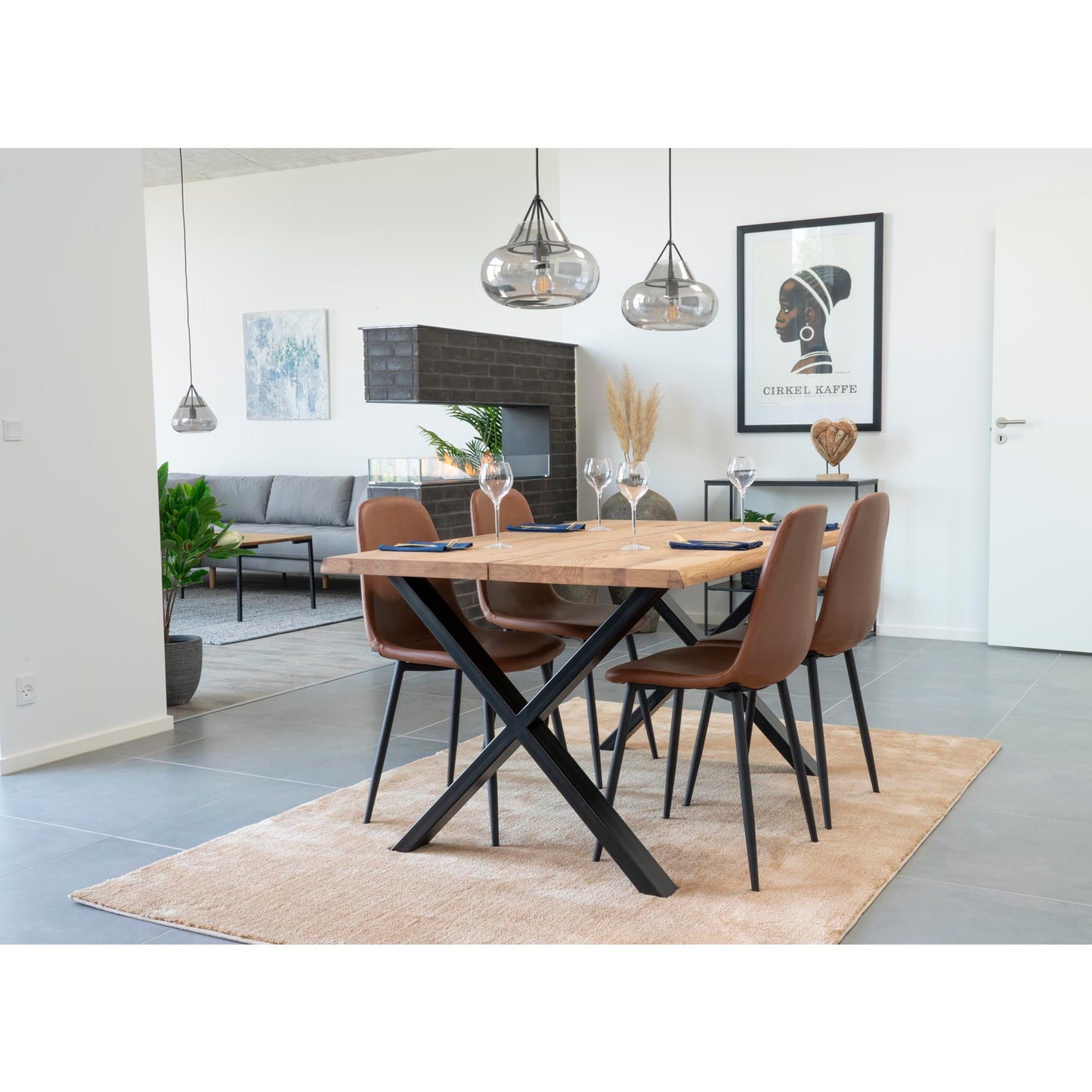 Stockholm Spisebordsstol - Spisebordsstol, Pu Læder, Vintage Lysebrun, Sorte Ben, Hn1224 ⎮ Sæt af 2 stk. ⎮ 5713917008735 ⎮ 1001115