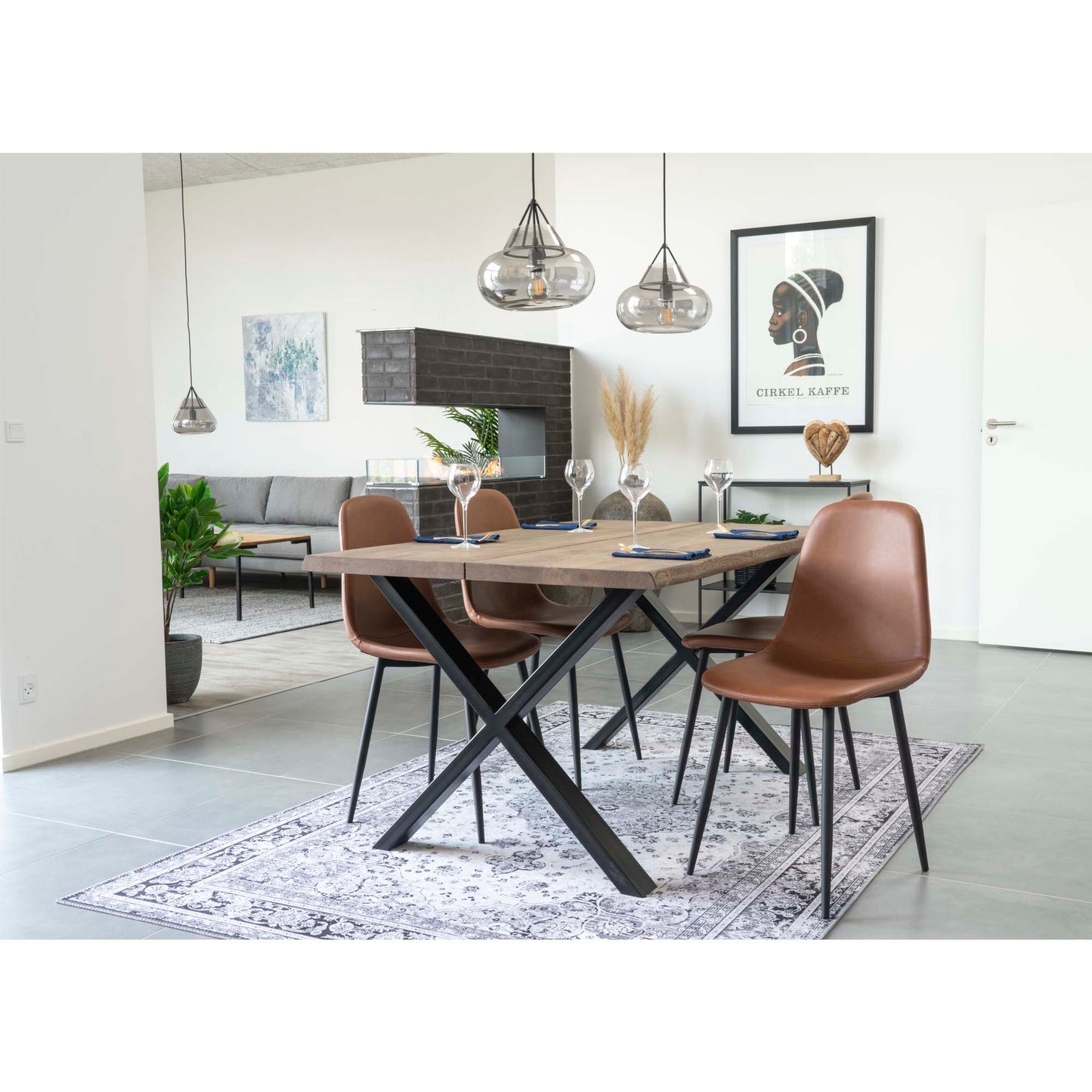 Stockholm Spisebordsstol - Spisebordsstol, Pu Læder, Vintage Lysebrun, Sorte Ben, Hn1224 ⎮ Sæt af 2 stk. ⎮ 5713917008735 ⎮ 1001115