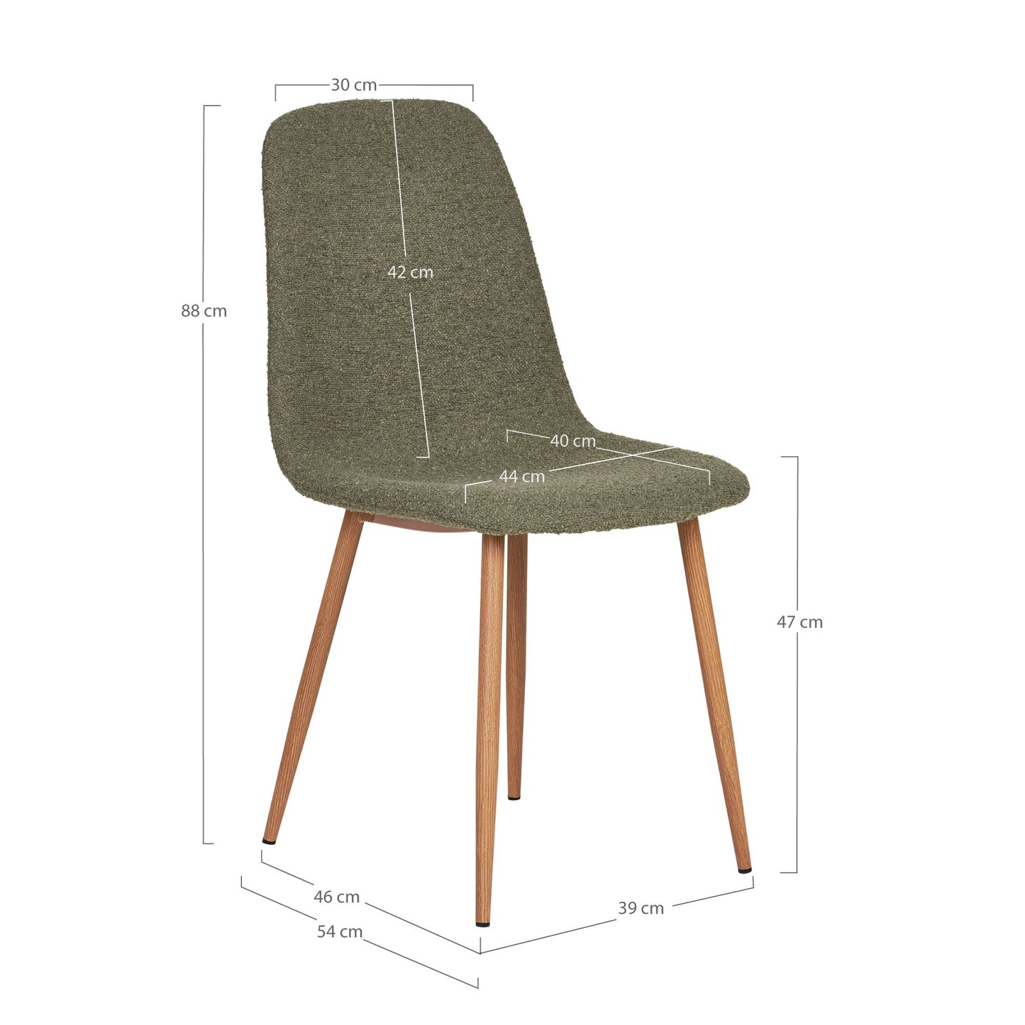 Stockholm Spisebordsstol - Spisebordsstol, Bouclé, Mørkegrøn, Trælook Ben, Hn1236 ⎮ Sæt af 2 stk. ⎮ 5713917031191 ⎮ 1001133