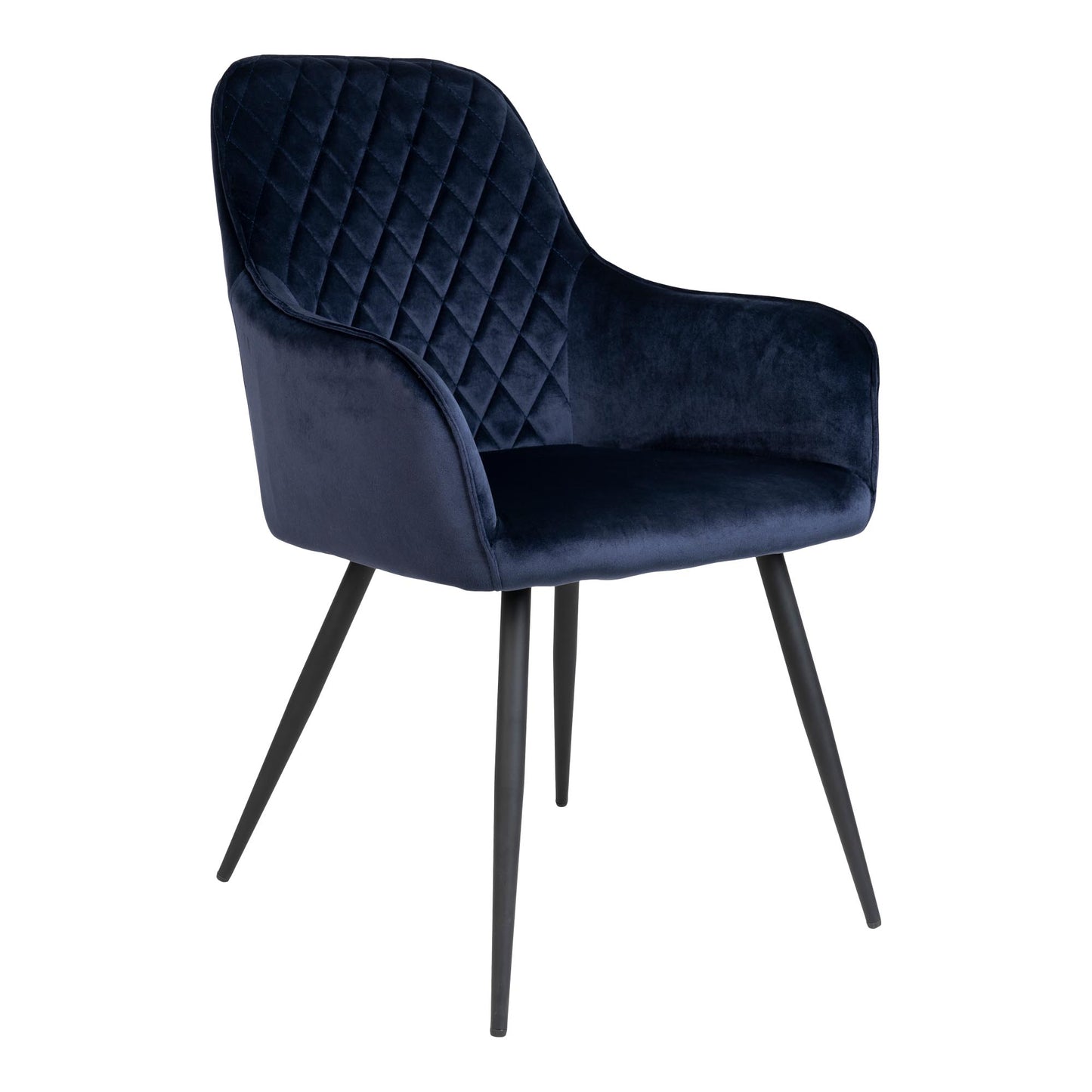 Harbo Spisebordsstol - Spisebordsstol, Velour, Blå, Sorte Ben, Hn1205 ⎮ Sæt af 2 stk. ⎮ 5713917004928 ⎮ 1001158