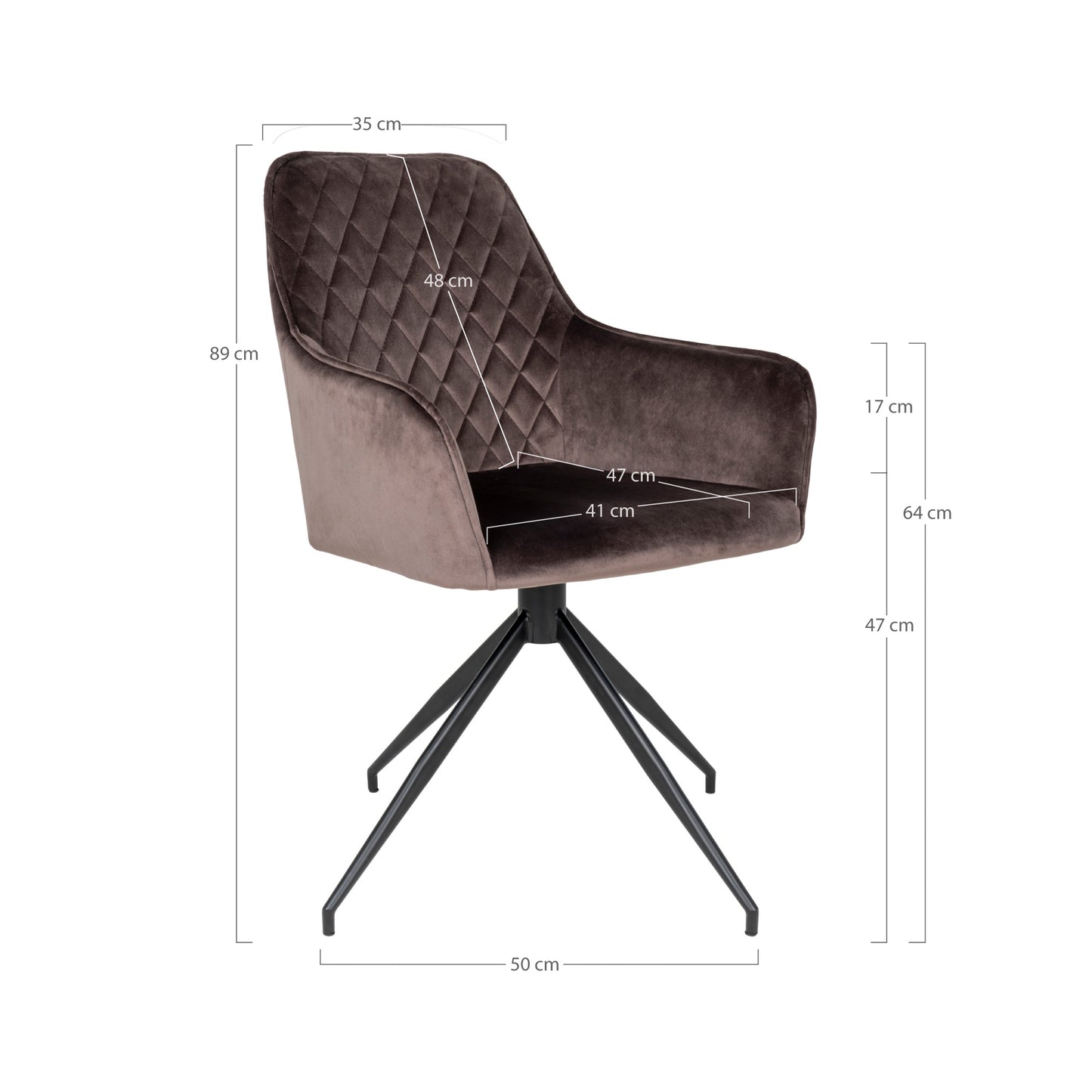 Harbo Spisebordsstol Med Drejefod - Spisebordsstol Med Drejefod, Velour, Mushroom, Sorte Ben, Hn1208 ⎮ 5713917015252 ⎮ 1001168