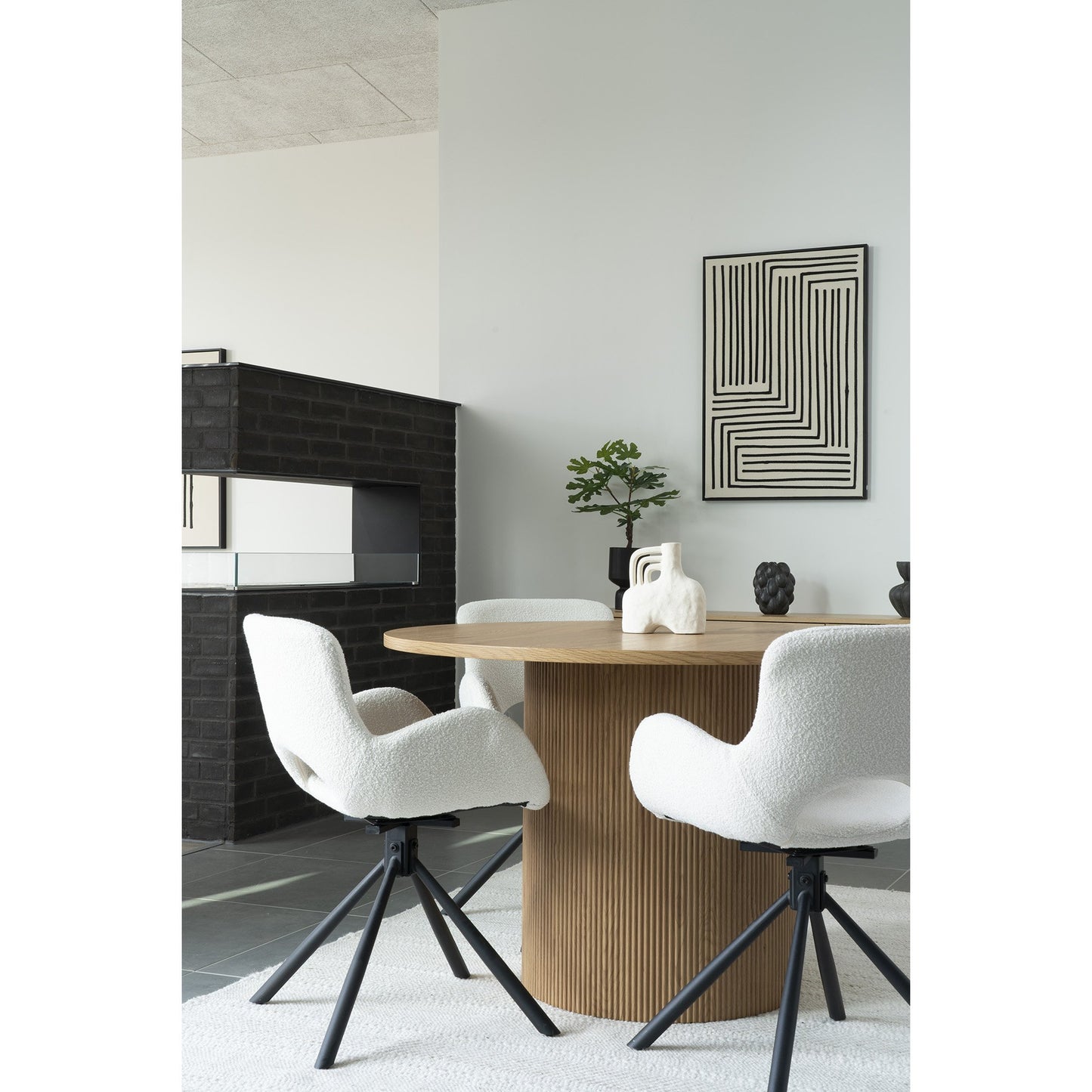 Amorim Spisebordsstol - Spisebordsstol, Drejefod, Bouclé, Off-White, Hn1273 ⎮ Sæt af 2 stk. ⎮ 5713917026753 ⎮ 1001186