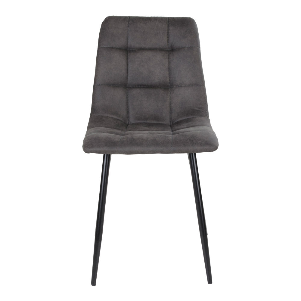 Middelfart Spisebordsstol - Spisebordsstol, Microfiber, Mørkegrå, Sorte Ben, Hn1229 ⎮ Sæt af 2 stk. ⎮ 5713917000449 ⎮ 1001192