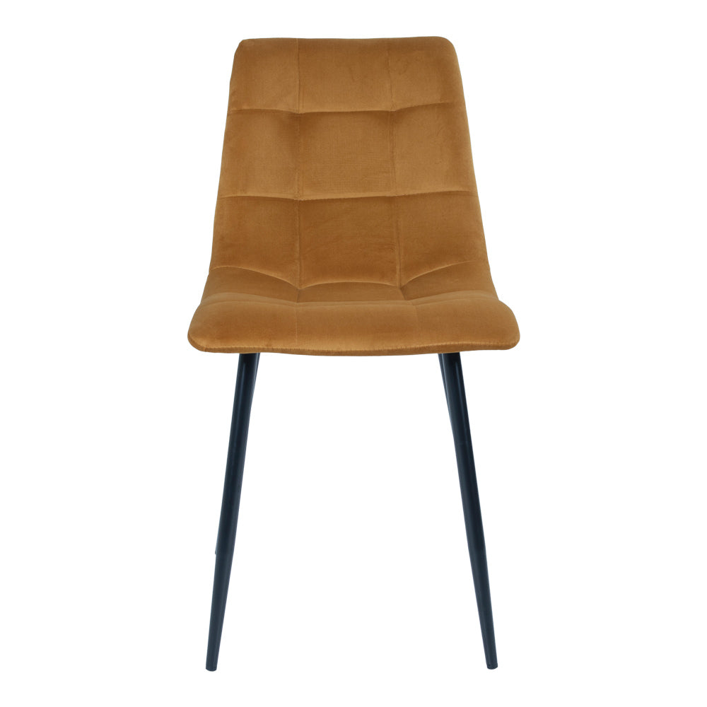 Middelfart Spisebordsstol - Spisebordsstol, Velour, Sennepsgul, Sorte Ben, Hn1004 ⎮ Sæt af 2 stk. ⎮ 5713917002894 ⎮ 1001193