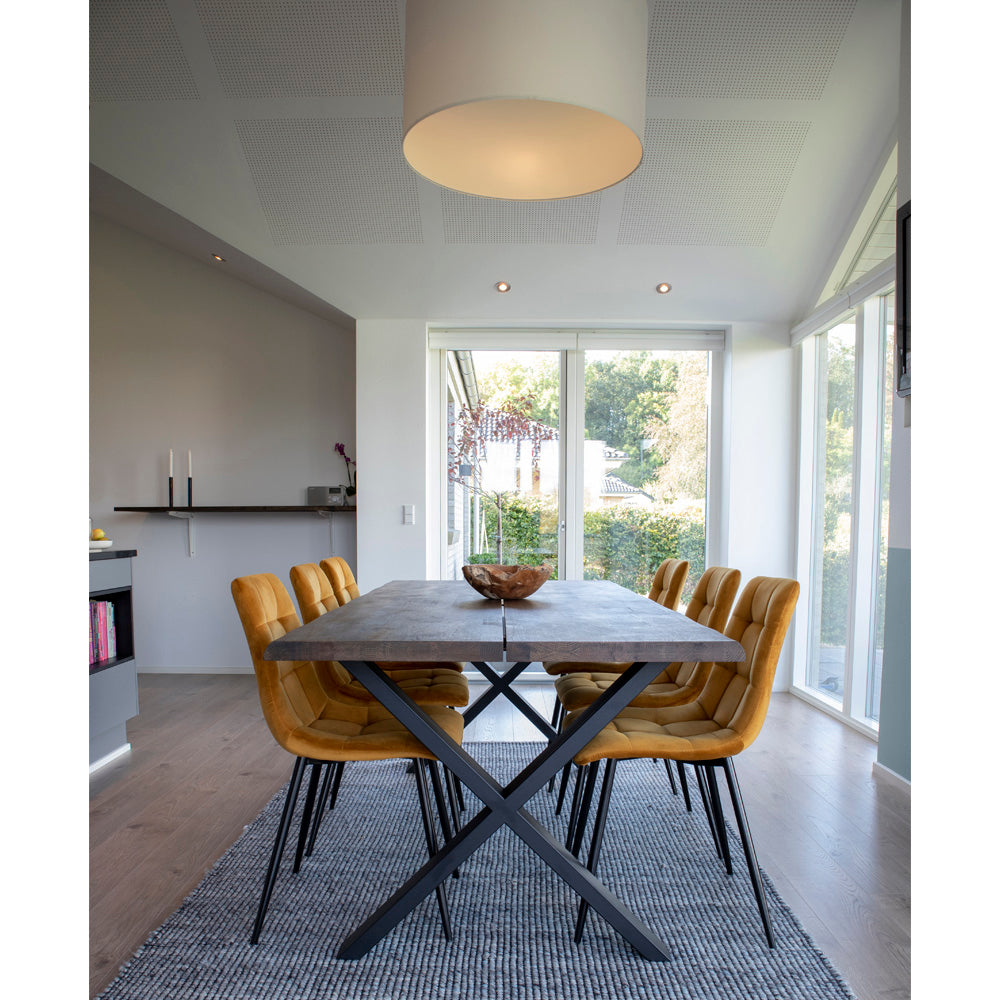 Middelfart Spisebordsstol - Spisebordsstol, Velour, Sennepsgul, Sorte Ben, Hn1004 ⎮ Sæt af 2 stk. ⎮ 5713917002894 ⎮ 1001193