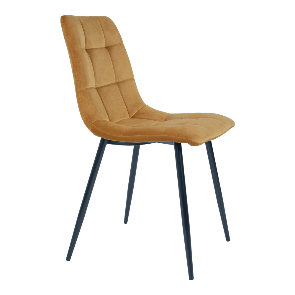 Middelfart Spisebordsstol - Spisebordsstol, Velour, Sennepsgul, Sorte Ben, Hn1004 ⎮ Sæt af 2 stk. ⎮ 5713917002894 ⎮ 1001193