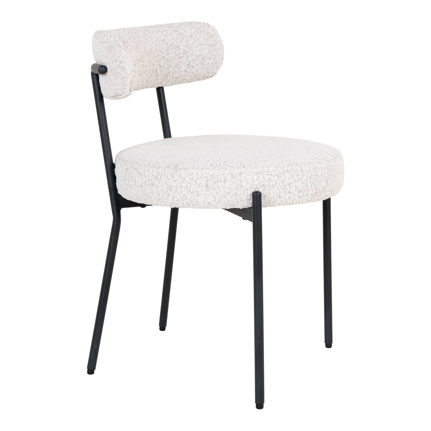 Badalona Spisebordsstol - Spisebordsstol, Bouclé, Hvid, Sorte Ben Hn1270 ⎮ Sæt af 2 stk. ⎮ 5713917027507 ⎮ 1001214