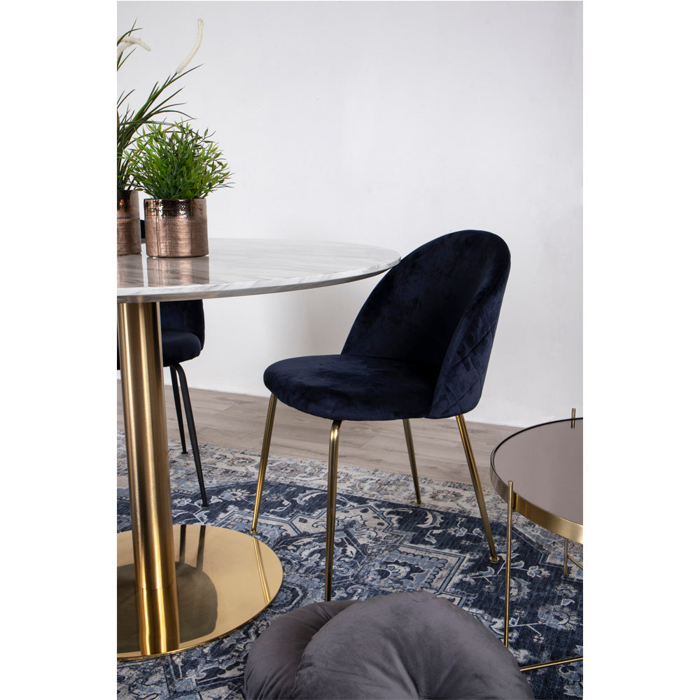 Geneve Spisebordsstol - Spisebordsstol, Velour, Blå, Messing Look Ben, Hn1205 ⎮ Sæt af 2 stk. ⎮ 5713917001484 ⎮ 1001251