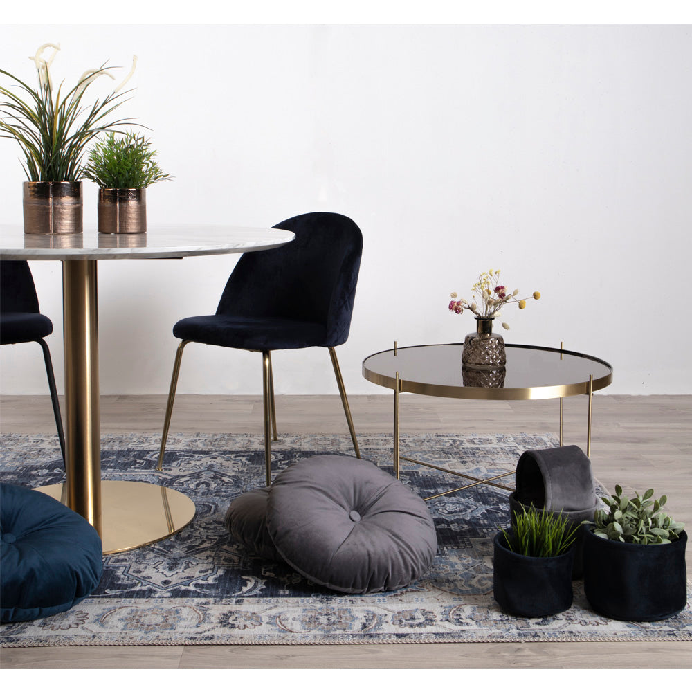 Geneve Spisebordsstol - Spisebordsstol, Velour, Blå, Messing Look Ben, Hn1205 ⎮ Sæt af 2 stk. ⎮ 5713917001484 ⎮ 1001251