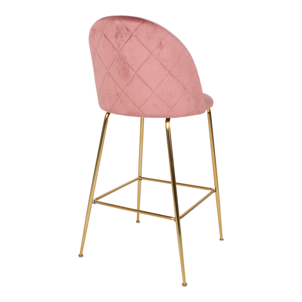 Lausanne Bar Stol - Barstol, Velour, Rosa, Messing Look Ben Hn1214 ⎮ Sæt af 2 stk. ⎮ 5713917001514 ⎮ 1001260