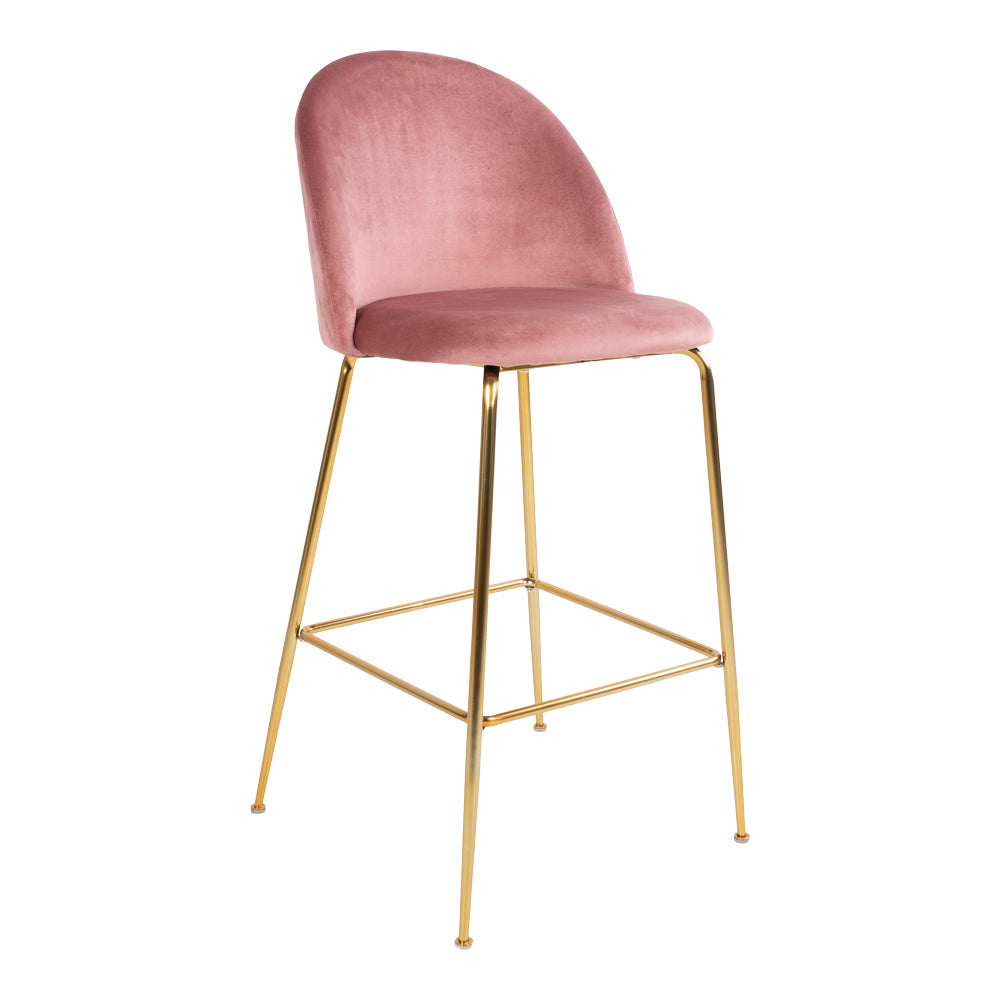 Lausanne Bar Stol - Barstol, Velour, Rosa, Messing Look Ben Hn1214 ⎮ Sæt af 2 stk. ⎮ 5713917001514 ⎮ 1001260