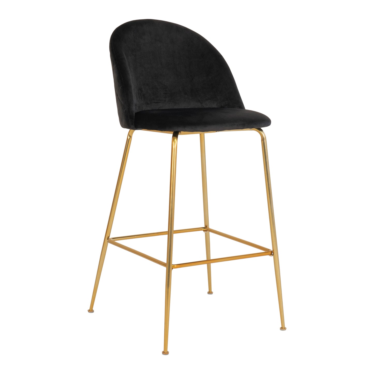 Lausanne Bar Stol - Barstol I Velour, Sort Med Messing Look Ben, Hn1207 ⎮ Sæt af 2 stk. ⎮ 5713917017287 ⎮ 1001266