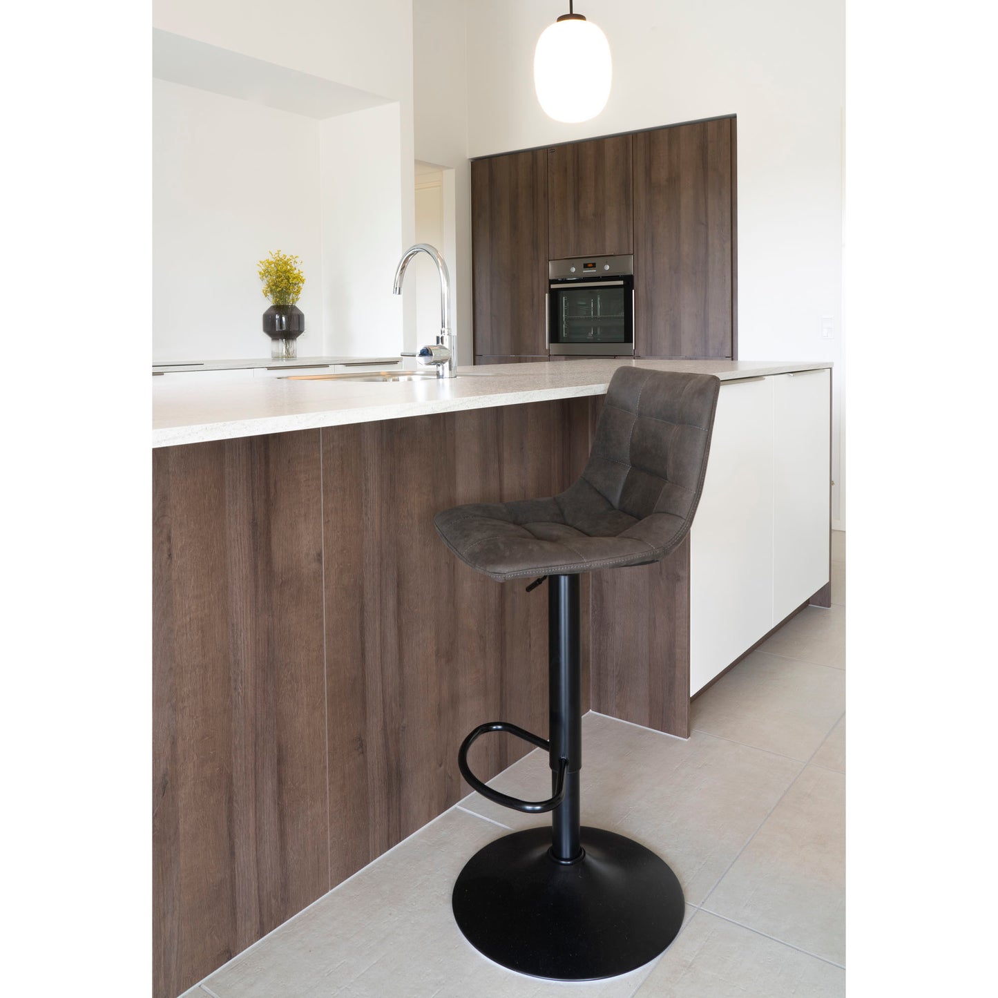 Middelfart Barstol - Barstol, Microfiber, Mørkegrå, Sorte Ben Hn1229 ⎮ Sæt af 2 stk. ⎮ 5713917009398 ⎮ 1001302