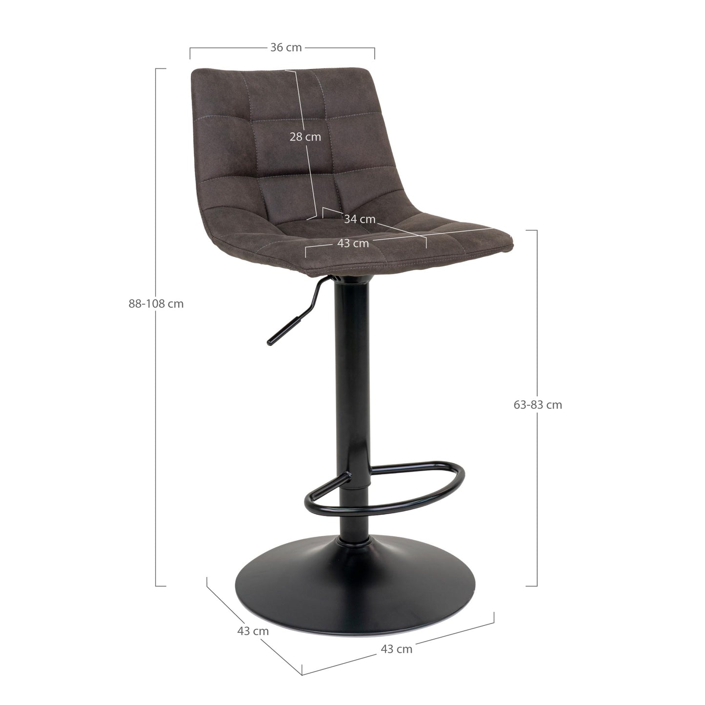 Middelfart Barstol - Barstol, Microfiber, Mørkegrå, Sorte Ben Hn1229 ⎮ Sæt af 2 stk. ⎮ 5713917009398 ⎮ 1001302