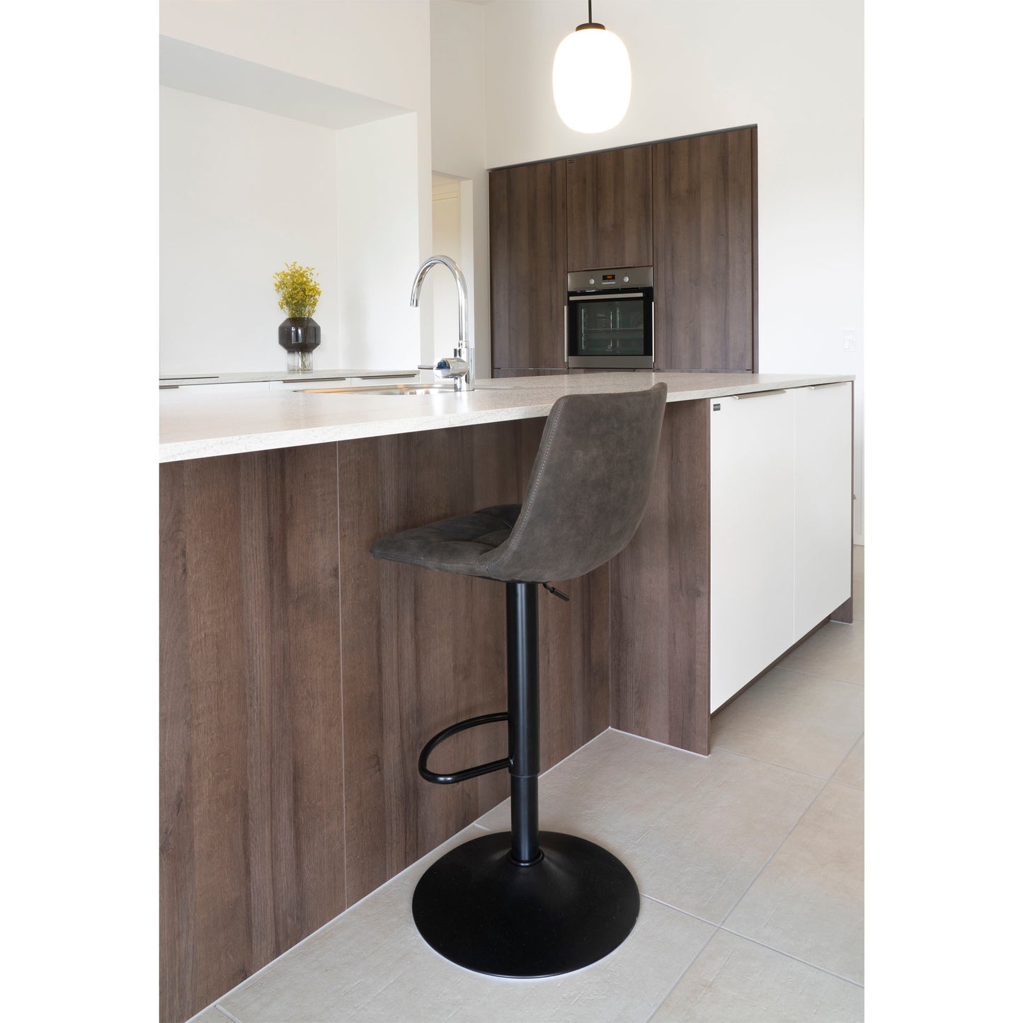 Middelfart Barstol - Barstol, Microfiber, Mørkegrå, Sorte Ben Hn1229 ⎮ Sæt af 2 stk. ⎮ 5713917009398 ⎮ 1001302