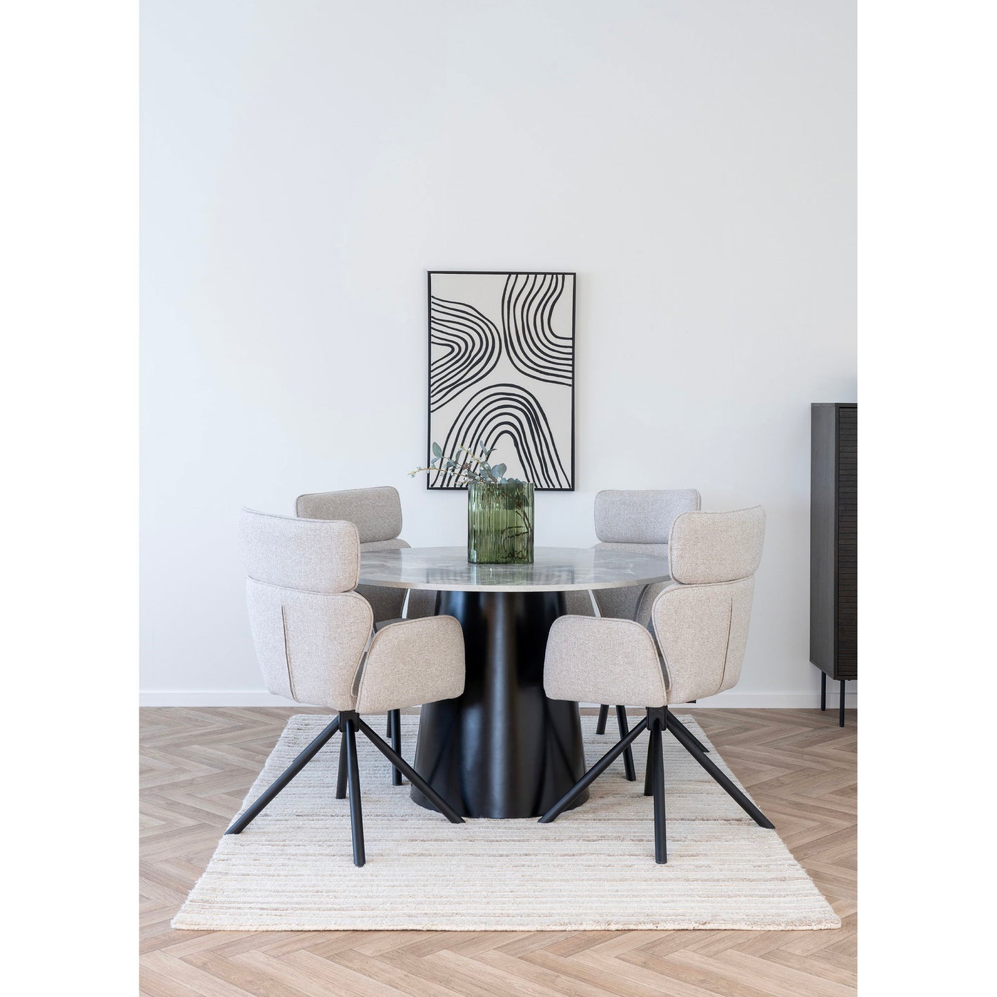 Cordoba Spisebordsstol - Spisebordsstol Med Drejefod, Sand, Sorte Ben, Hn1279 ⎮ Sæt af 2 stk. ⎮ 5713917034710 ⎮ 1001390