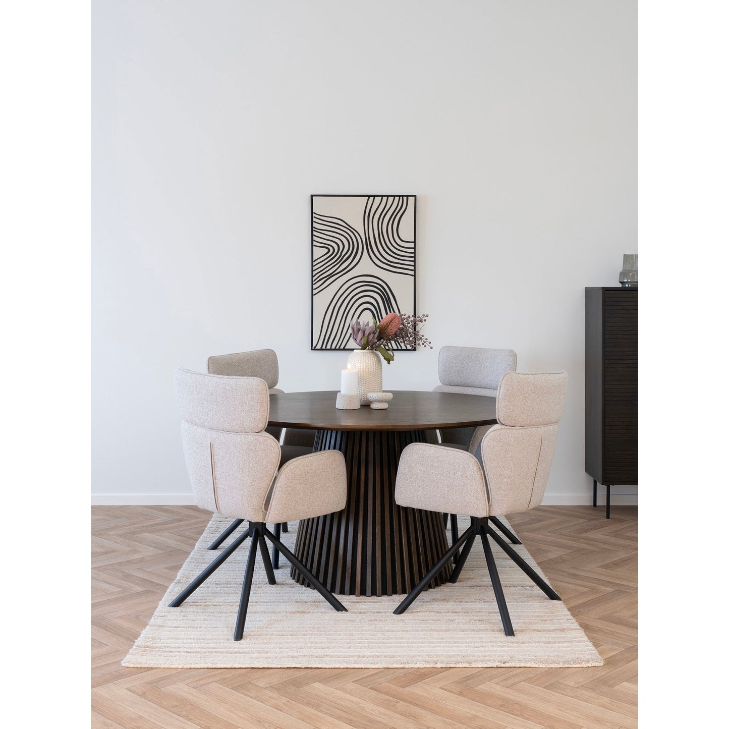 Cordoba Spisebordsstol - Spisebordsstol Med Drejefod, Sand, Sorte Ben, Hn1279 ⎮ Sæt af 2 stk. ⎮ 5713917034710 ⎮ 1001390