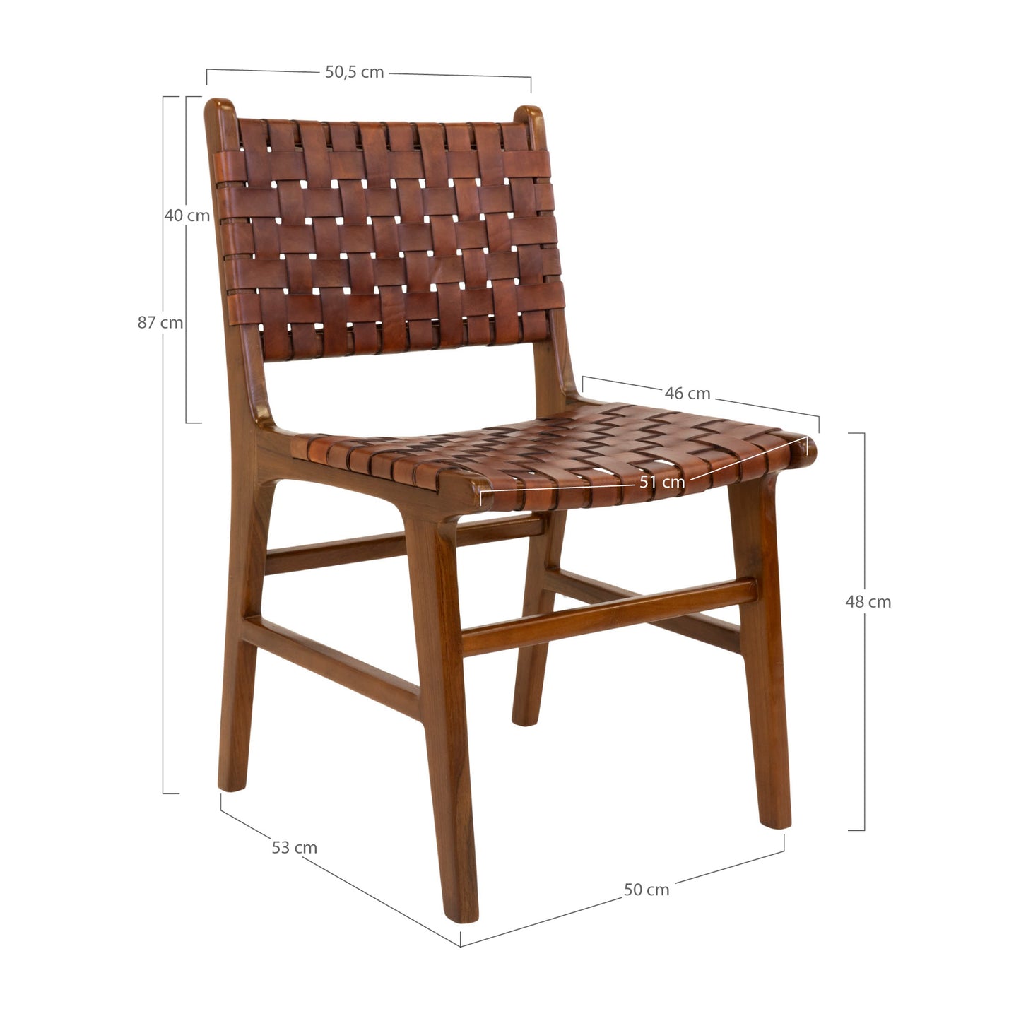 Perugia Spisebordsstol - Spisebordsstol, Læder, Brun, Teak Ben ⎮ Sæt af 2 stk. ⎮ 5713917010554 ⎮ 1001451