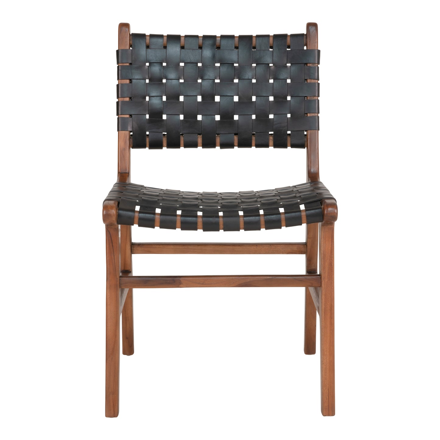 Perugia Spisebordsstol - Spisebordsstol, Læder, Sort, Teak Ben ⎮ Sæt af 2 stk. ⎮ 5713917010561 ⎮ 1001452