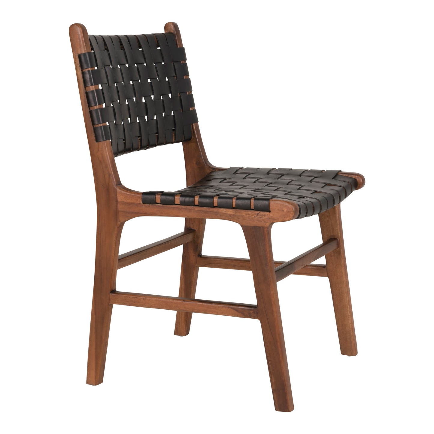 Perugia Spisebordsstol - Spisebordsstol, Læder, Sort, Teak Ben ⎮ Sæt af 2 stk. ⎮ 5713917010561 ⎮ 1001452
