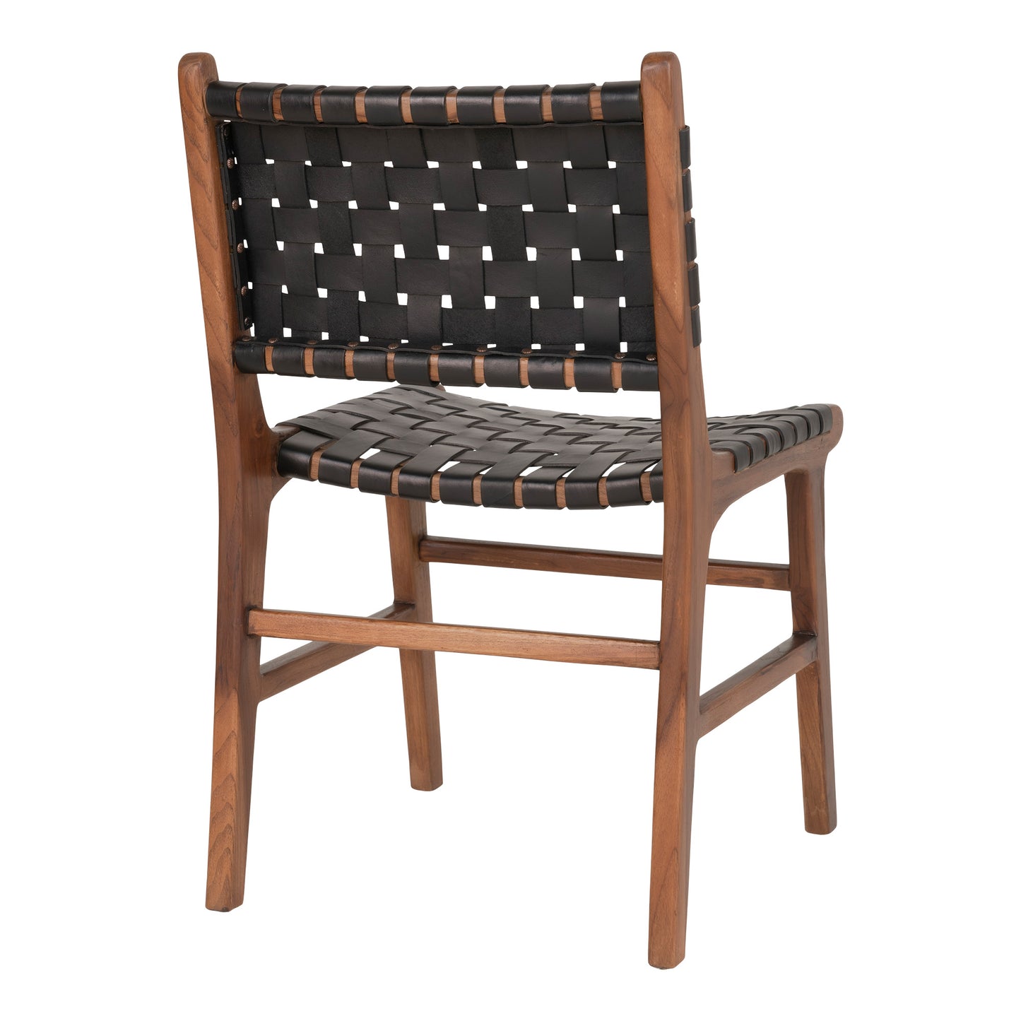 Perugia Spisebordsstol - Spisebordsstol, Læder, Sort, Teak Ben ⎮ Sæt af 2 stk. ⎮ 5713917010561 ⎮ 1001452