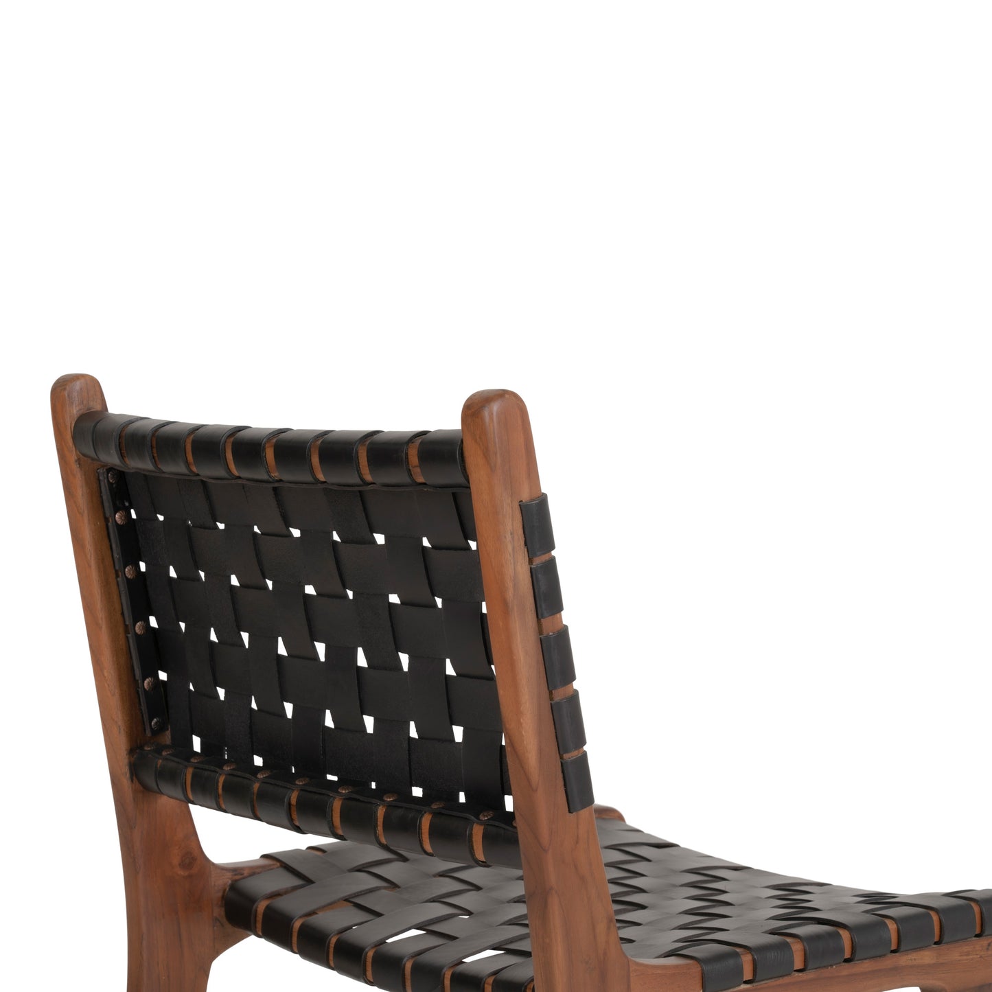 Perugia Spisebordsstol - Spisebordsstol, Læder, Sort, Teak Ben ⎮ Sæt af 2 stk. ⎮ 5713917010561 ⎮ 1001452