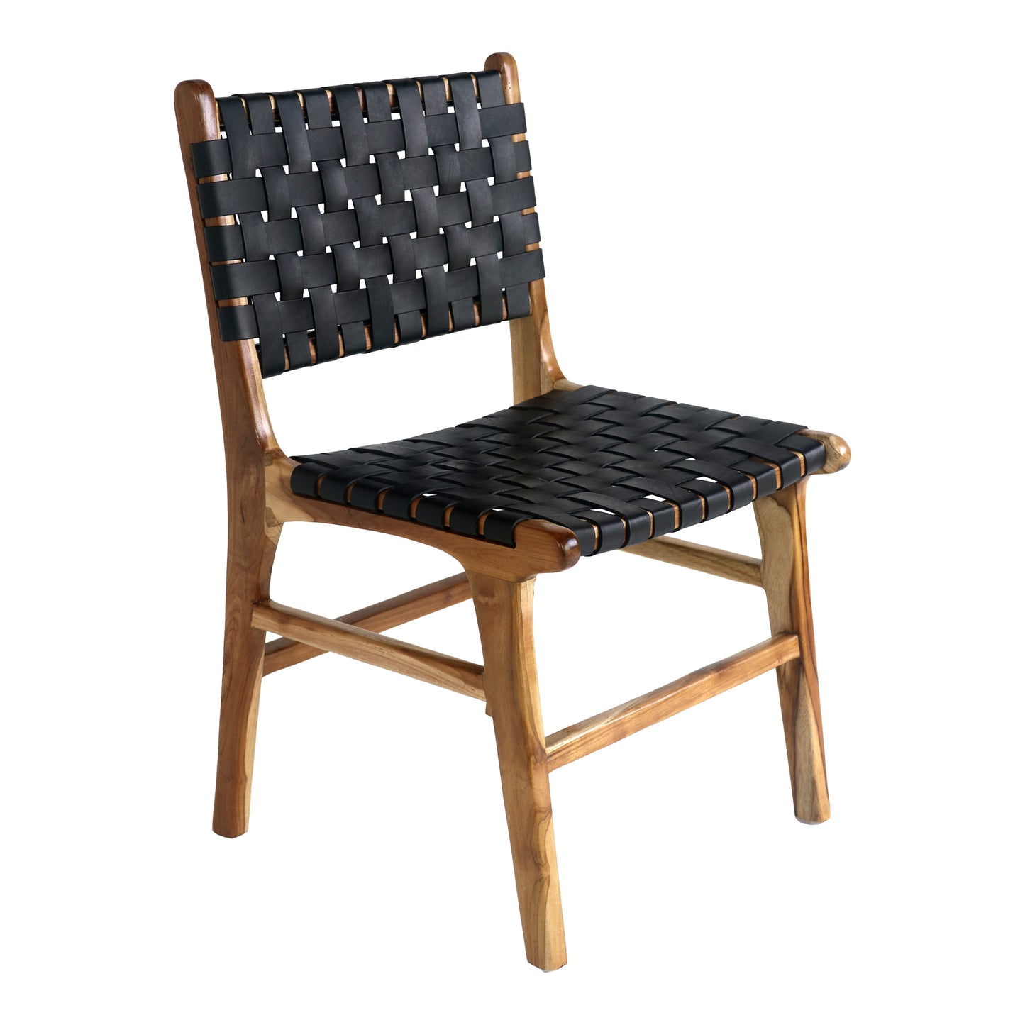 Perugia Spisebordsstol - Spisebordsstol, Læder, Sort, Teak Ben ⎮ Sæt af 2 stk. ⎮ 5713917010561 ⎮ 1001452