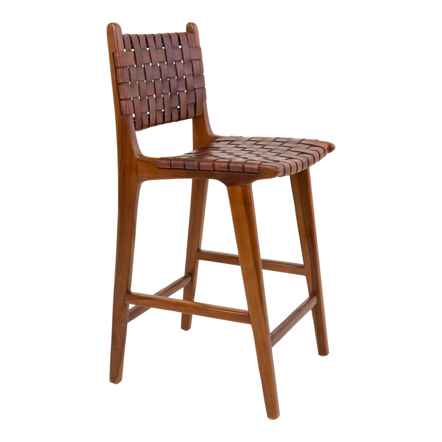 Perugia Counterstol - Counterstol, Læder, Brun, Teak Ben ⎮ 5713917010592 ⎮ 1001510
