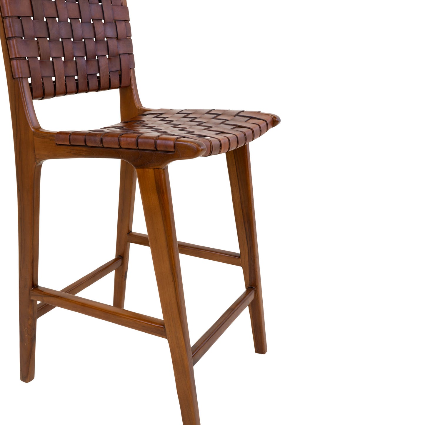 Perugia Counterstol - Counterstol, Læder, Brun, Teak Ben ⎮ 5713917010592 ⎮ 1001510