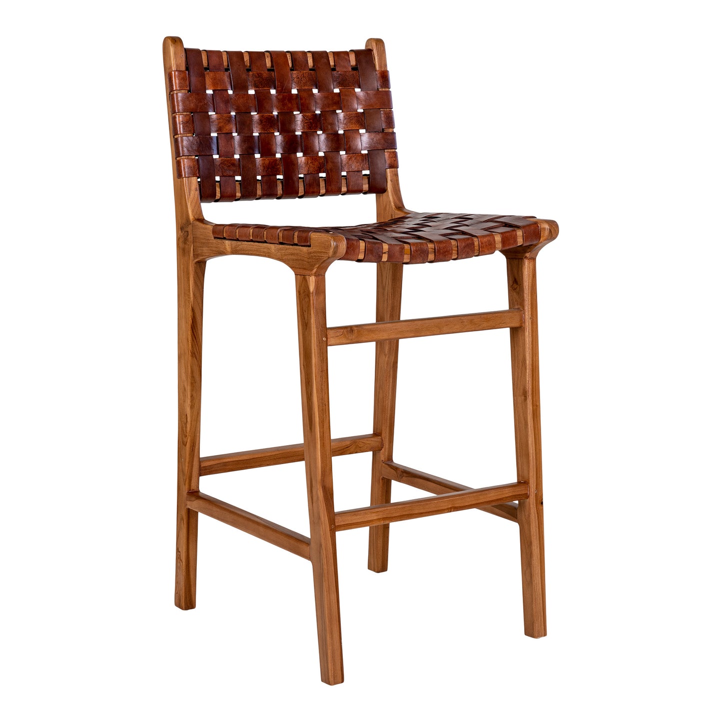 Perugia Counterstol - Counterstol, Læder, Brun, Teak Ben ⎮ 5713917010592 ⎮ 1001510