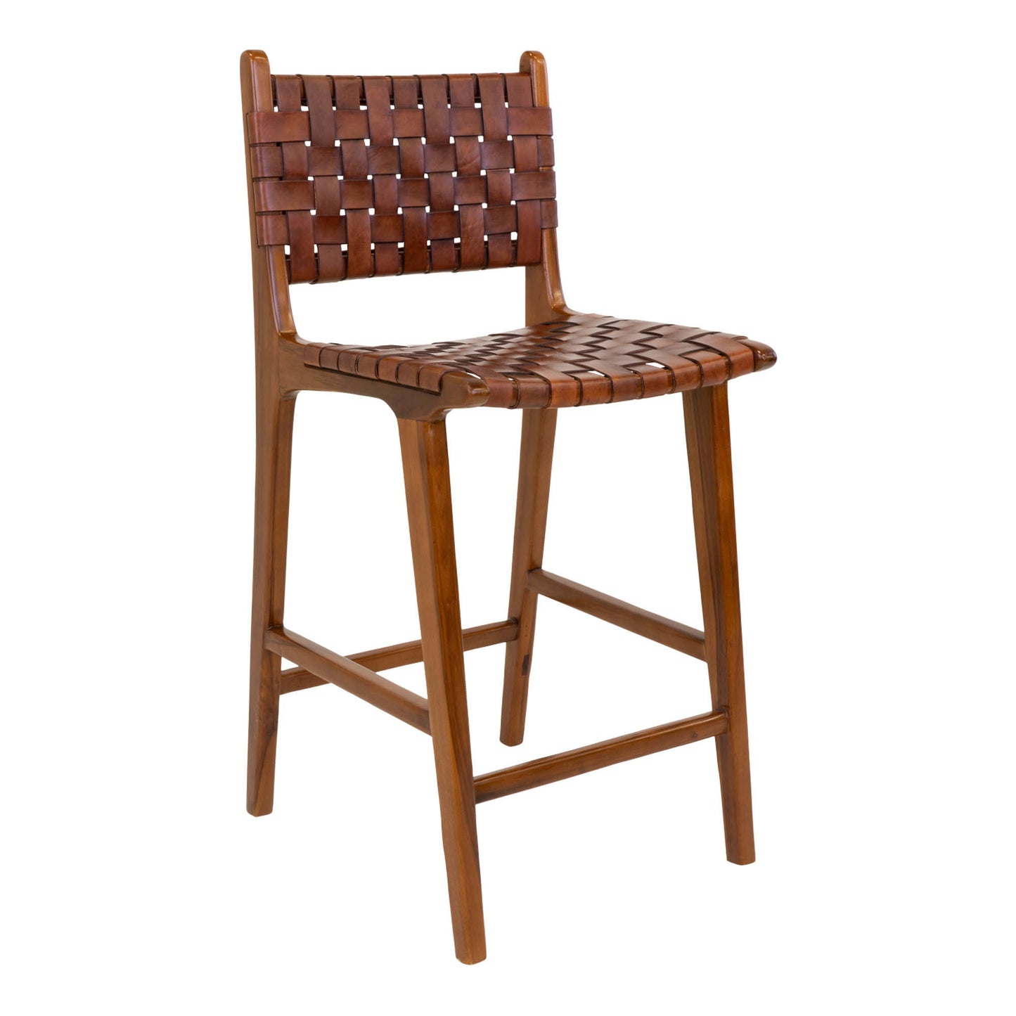 Perugia Counterstol - Counterstol, Læder, Brun, Teak Ben ⎮ 5713917010592 ⎮ 1001510