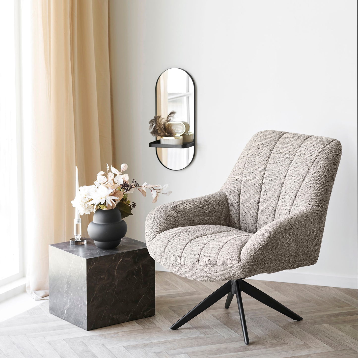 Grandola Loungestol - Loungestol Med Drejefod, Grå, Sorte Ben Hn1086 ⎮ 5713917036875 ⎮ 1101265
