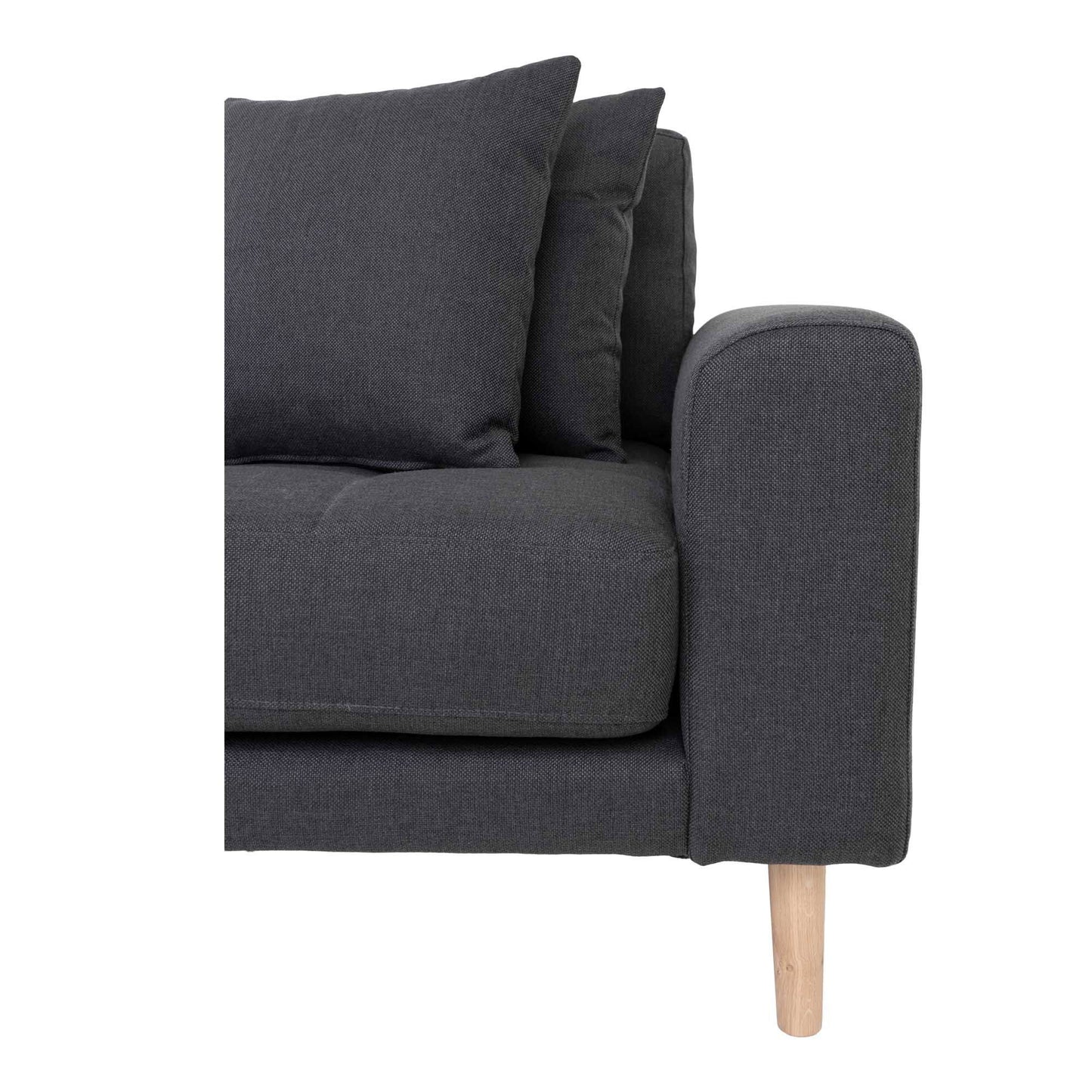 Lido Lounge Sofa - Lounge Sofa, Venstrevendt I Mørkegrå Med Fire Puder Og Natur Træben, Hn1002 - Erstates Af 1301603 ⎮ 5713917006618 ⎮ 1301190