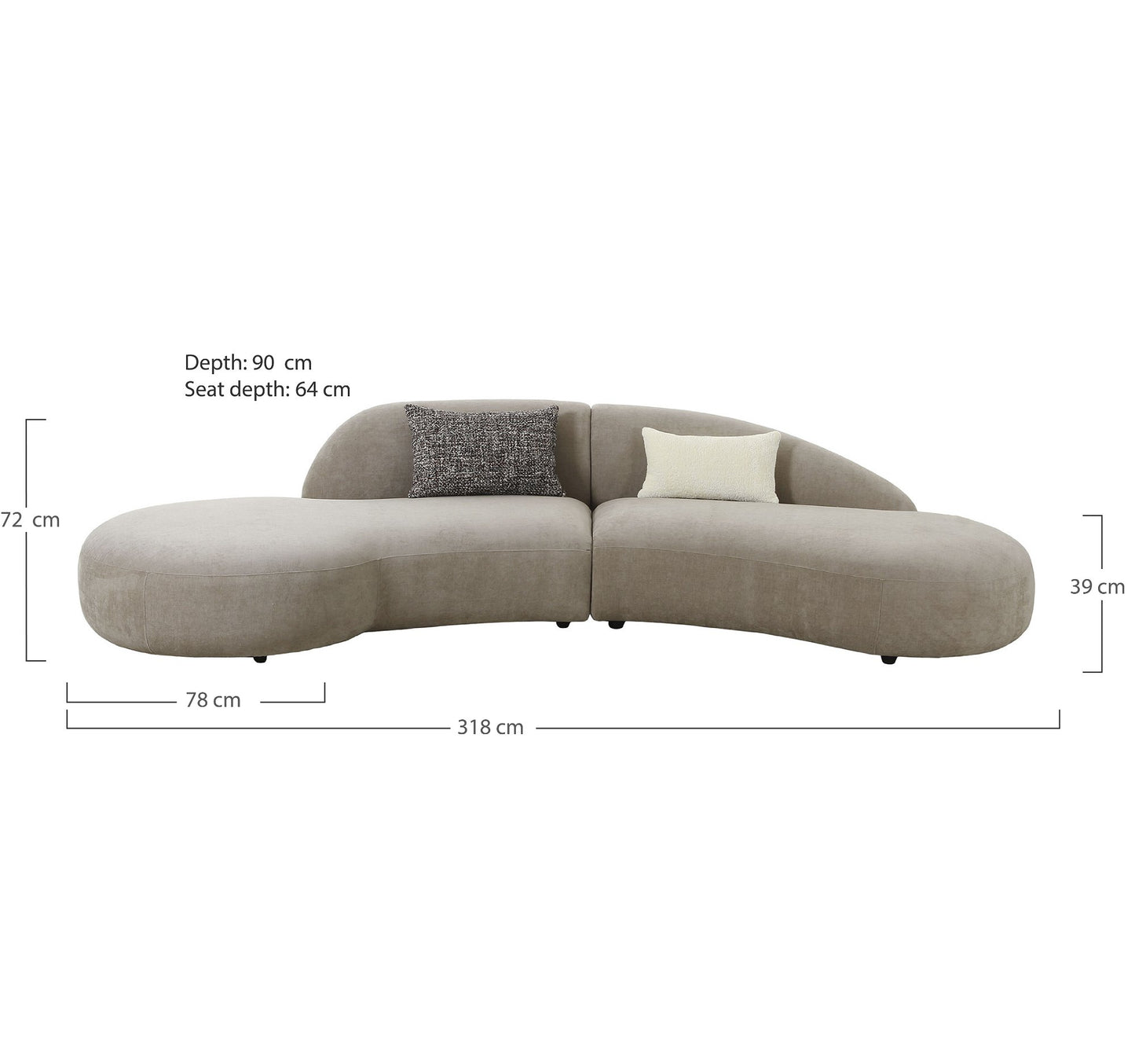 Venice Sofa - Sofa Med 2 Puder, Chenille, Natur, Hn1256 ⎮ 5713917025688 ⎮ 1301350