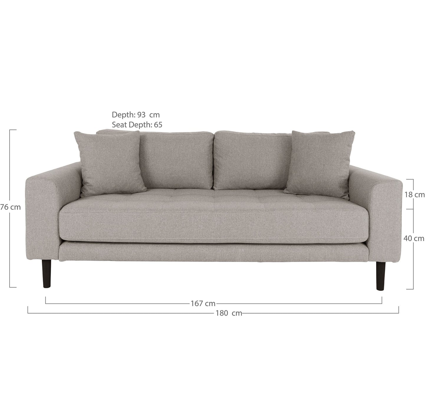 Lido 2,5 Personers Sofa - 2,5 Personers Sofa, Stone Med To Puder Og Sorte Træben, Hn1030 ⎮ 5713917021062 ⎮ 1301437