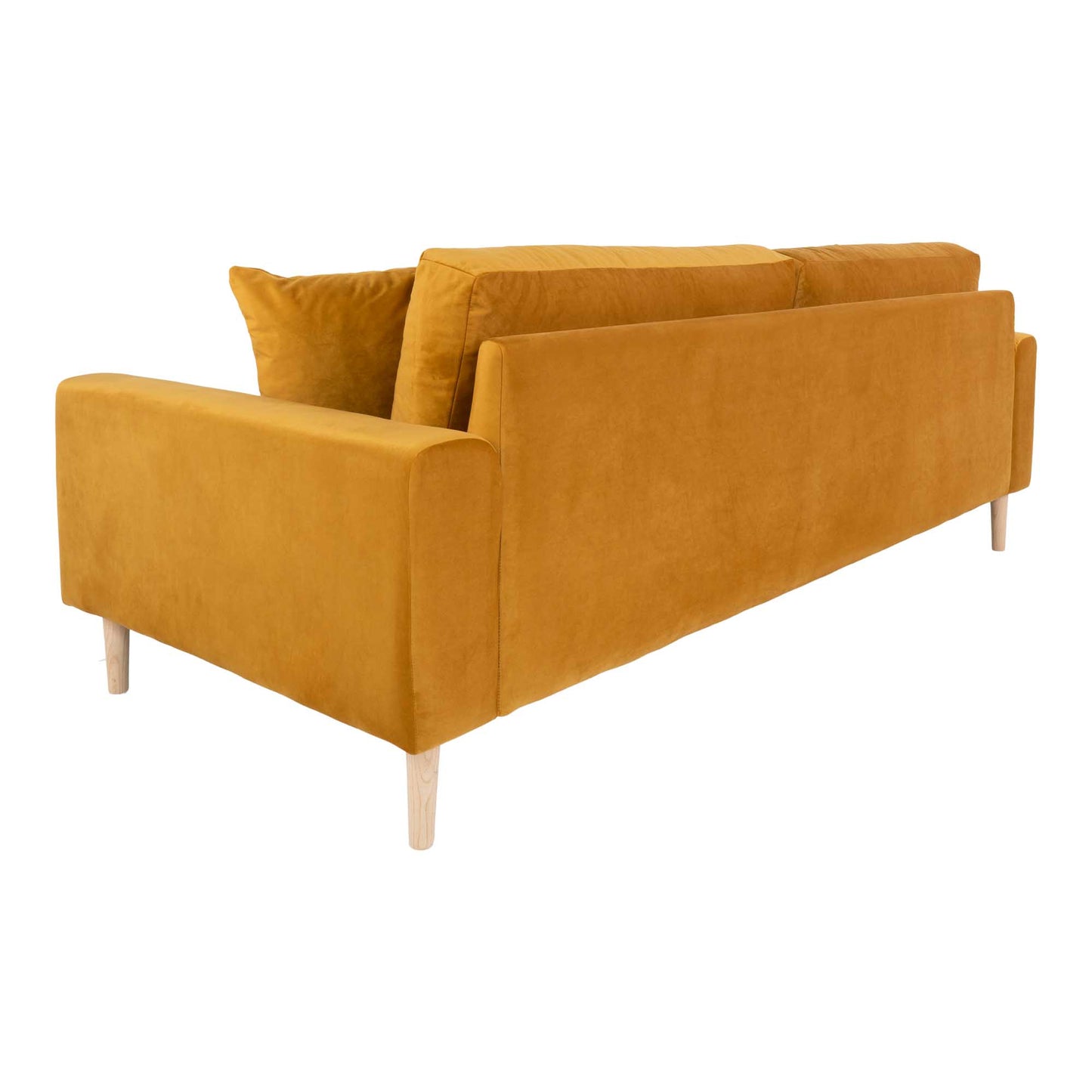 Lido 3 Personers Sofa - 3 Personers Sofa, Sennepsgul Velour Med To Puder Og Natur Træben Hn1004 ⎮ 5713917010110 ⎮ 1301444
