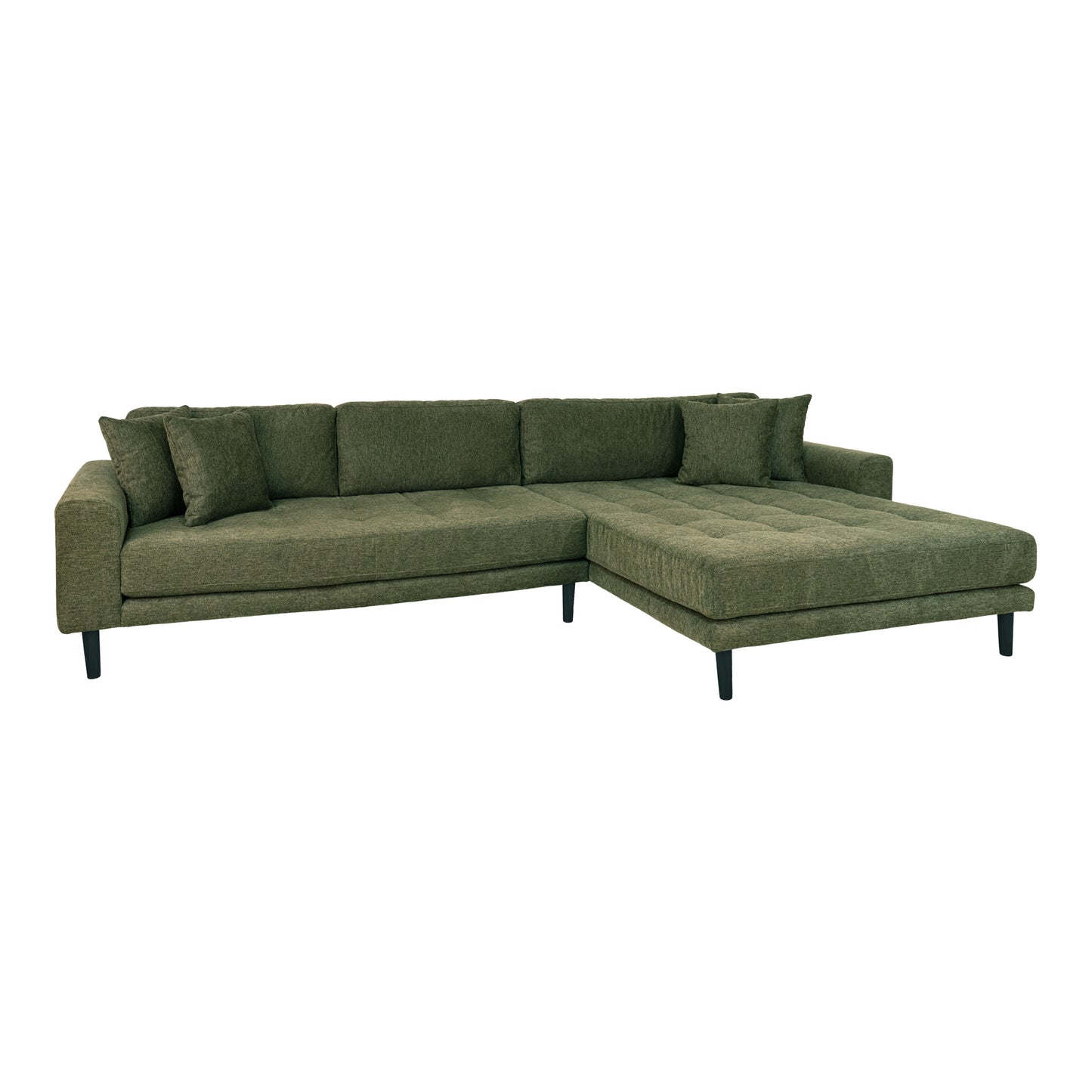 Lido Lounge Sofa - Lounge Sofa, Højrevendt I Olivengrøn Med Fire Puder Og Sorte Træben, Hn1020 ⎮ 5713917018796 ⎮ 1301480