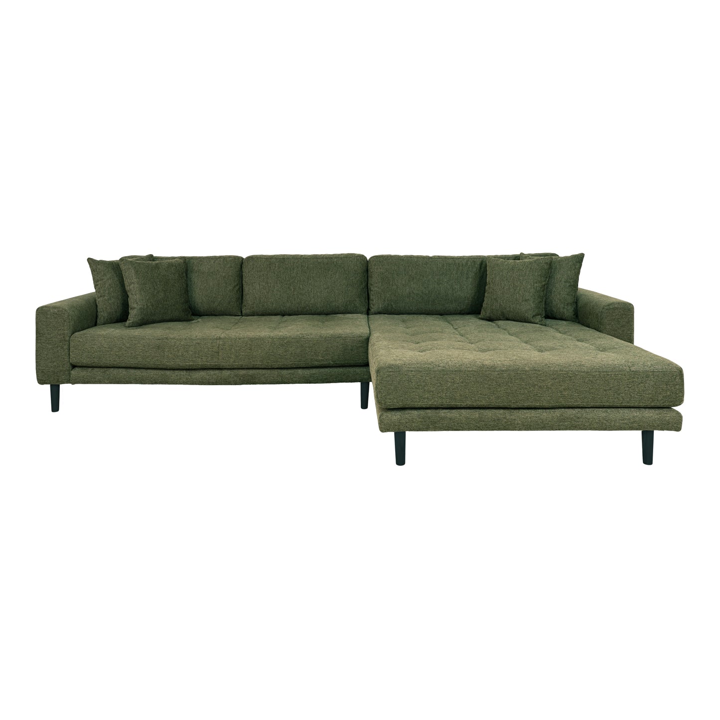 Lido Lounge Sofa - Lounge Sofa, Højrevendt I Olivengrøn Med Fire Puder Og Sorte Træben, Hn1020 ⎮ 5713917018796 ⎮ 1301480