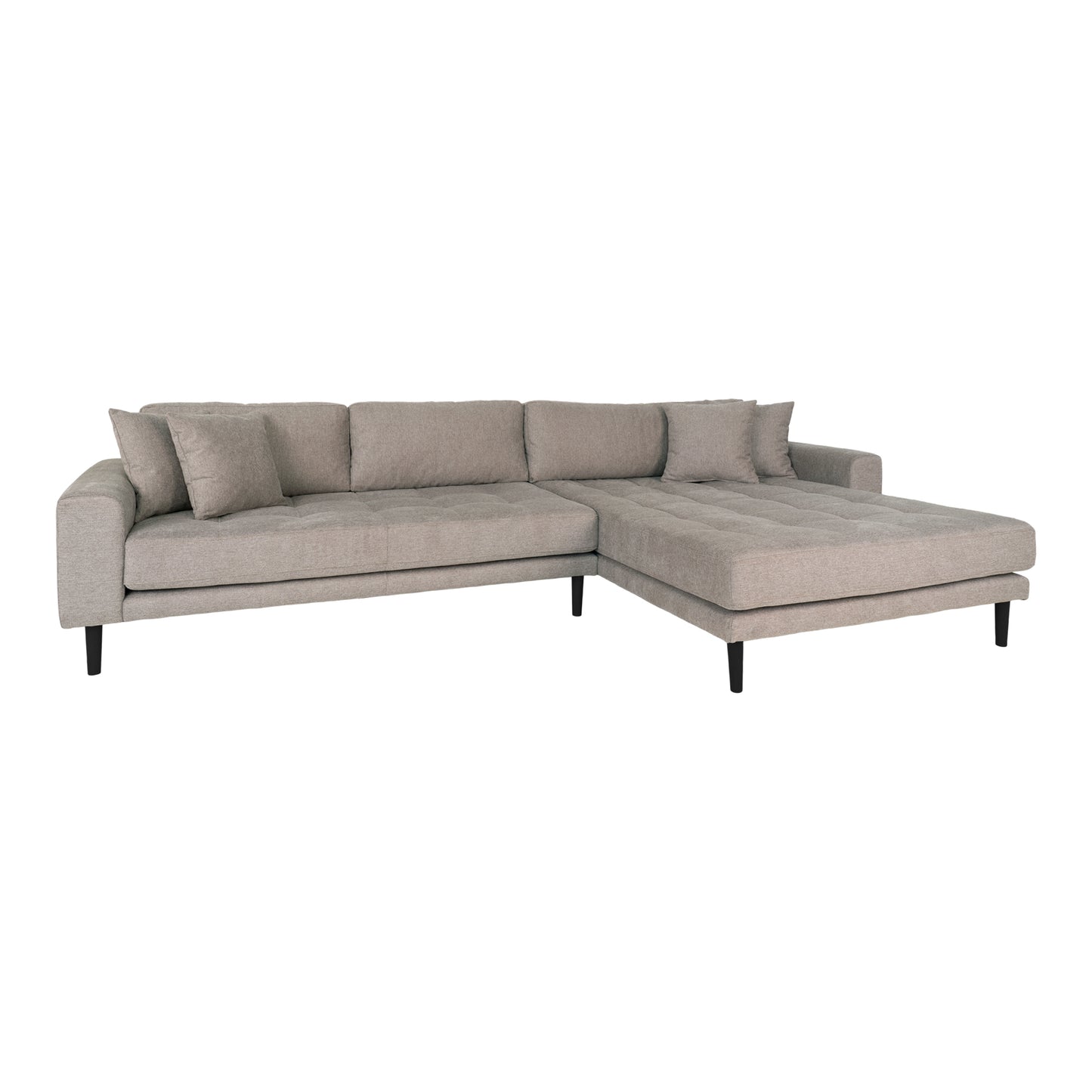 Lido Lounge Sofa - Lounge Sofa, Højrevendt I Stone Med Fire Puder Og Sorte Træben, Hn1030 ⎮ 5713917019496 ⎮ 1301481
