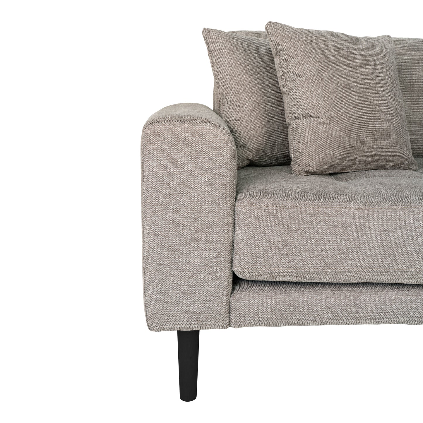 Lido Lounge Sofa - Lounge Sofa, Højrevendt I Stone Med Fire Puder Og Sorte Træben, Hn1030 ⎮ 5713917019496 ⎮ 1301481