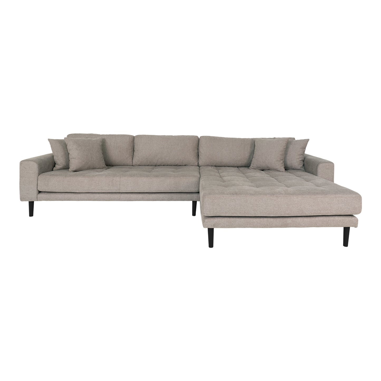 Lido Lounge Sofa - Lounge Sofa, Højrevendt I Stone Med Fire Puder Og Sorte Træben, Hn1030 ⎮ 5713917019496 ⎮ 1301481