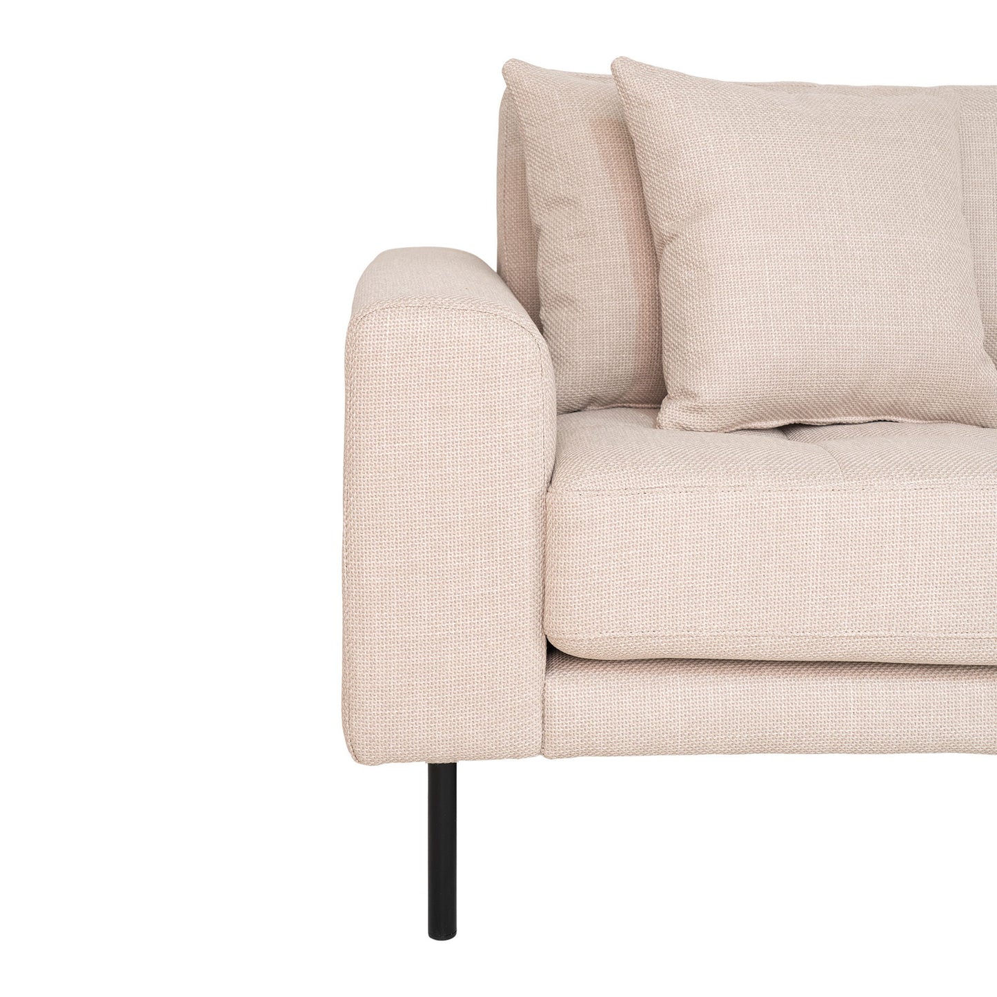 Lido Lounge Sofa - Lounge Sofa, Højrevendt I Beige Med Fire Puder Og Sorte Stål Ben, Hn1025 ⎮ 5713917019250 ⎮ 1301490