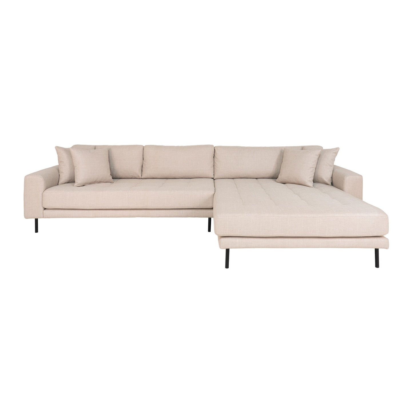 Lido Lounge Sofa - Lounge Sofa, Højrevendt I Beige Med Fire Puder Og Sorte Stål Ben, Hn1025 ⎮ 5713917019250 ⎮ 1301490