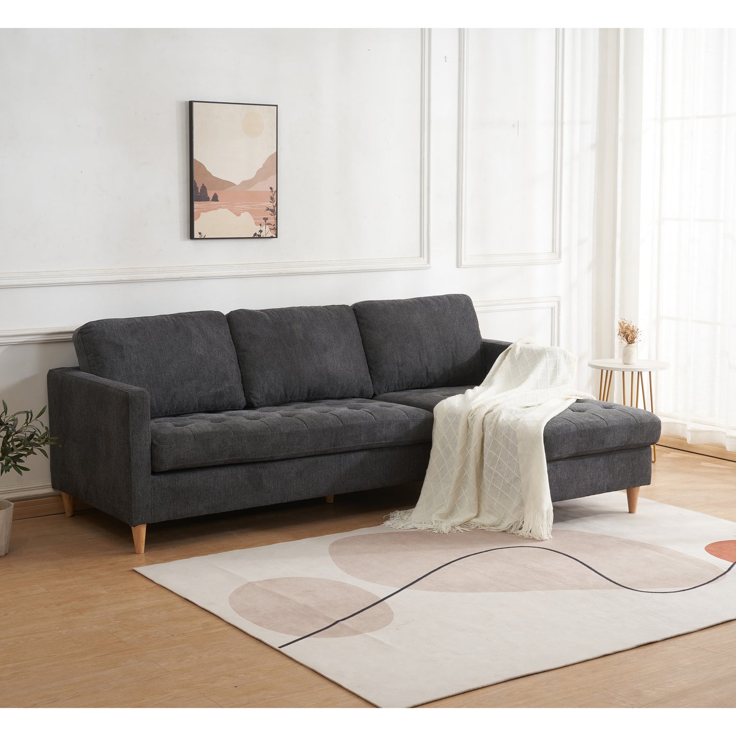 Firenze Sofa - Sofa, Mørkegrå Med Natur Træben, Hn1045 ⎮ 5713917026517 ⎮ 1301507