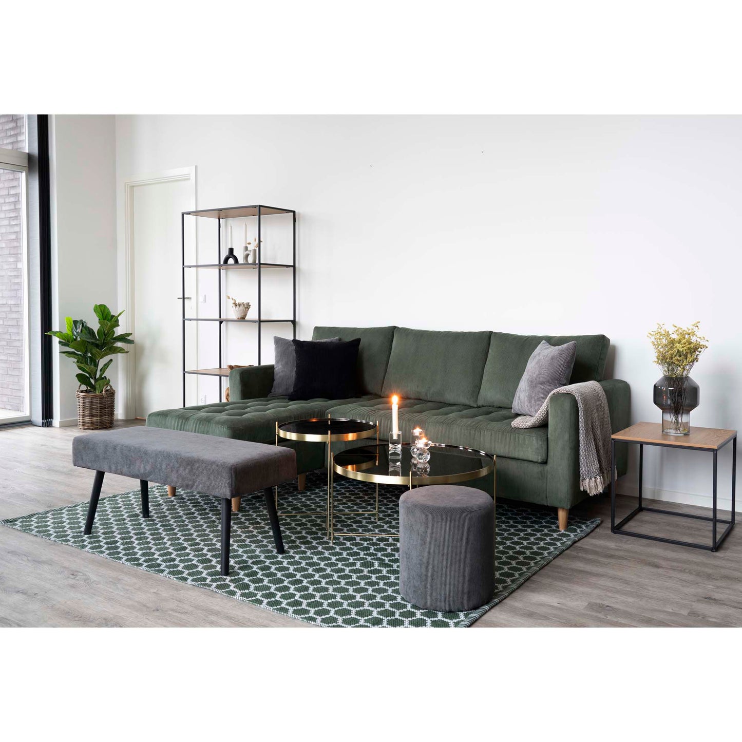 Firenze Sofa - Firenze Sofa I Fløjl, Grøn Med Natur Træben, Hn1011 ⎮ 5713917009688 ⎮ 1301512