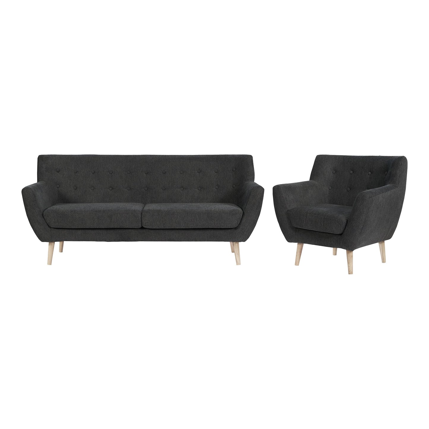 Monte 3 Personers Sofa - 3 Personers Sofa, Mørkegrå Med Natur Træben, Hn1045 ⎮ 5713917026562 ⎮ 1301537