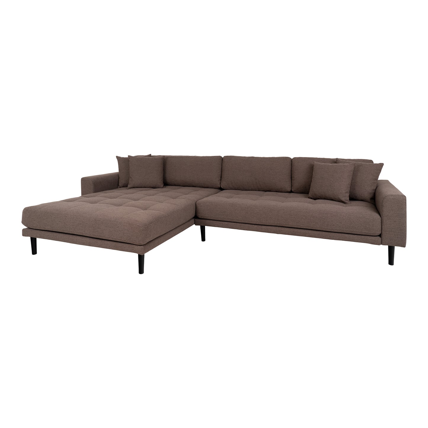 Lido Lounge Sofa - Lounge Sofa, Venstrevendt I Brun Med Fire Puder Og Sorte Træben, Hn1055 ⎮ 5713917025923 ⎮ 1301609