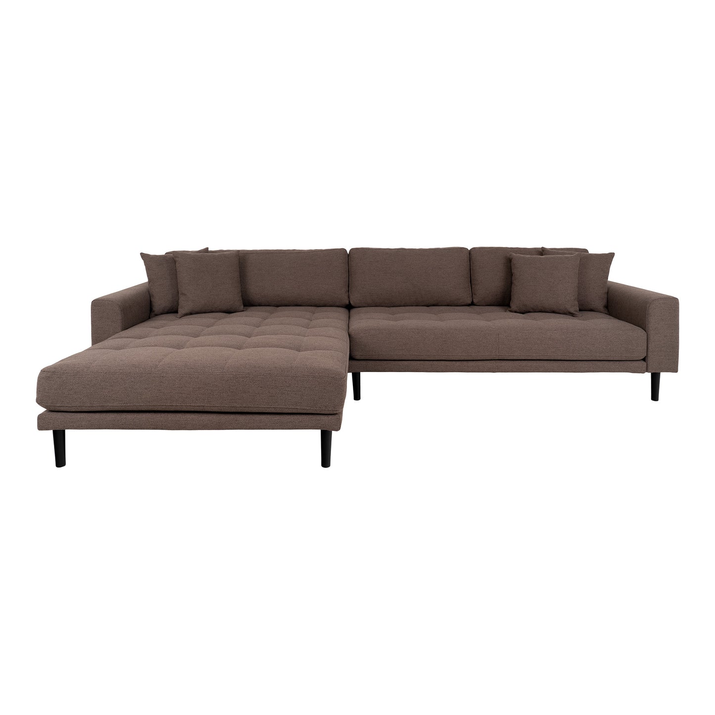 Lido Lounge Sofa - Lounge Sofa, Venstrevendt I Brun Med Fire Puder Og Sorte Træben, Hn1055 ⎮ 5713917025923 ⎮ 1301609