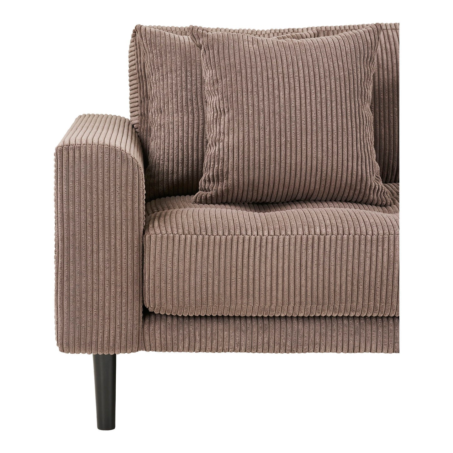 Lido Lounge Sofa - Lounge Sofa, Højrevendt I Brun Fløjl Med Fire Puder Og Sorte Træben Hn1423 ⎮ 5713917041848 ⎮ 1301617