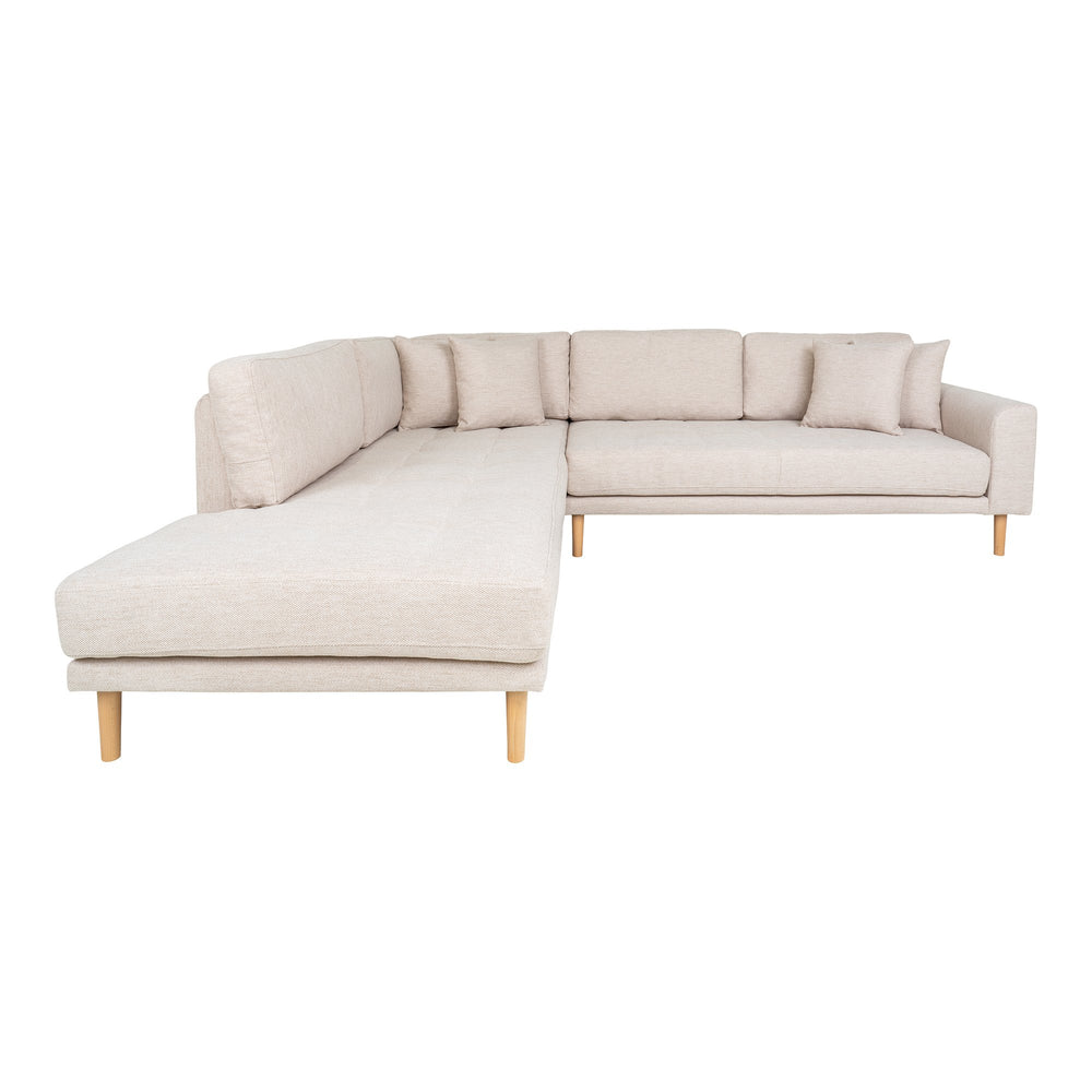 Lido Hjørnesofa Åben Ende - Hjørnesofa Åben Ende, Venstrevendt I Sand Med Fire Puder Og Natur Træben, Hn1050 ⎮ 5713917028047 ⎮ 1301659